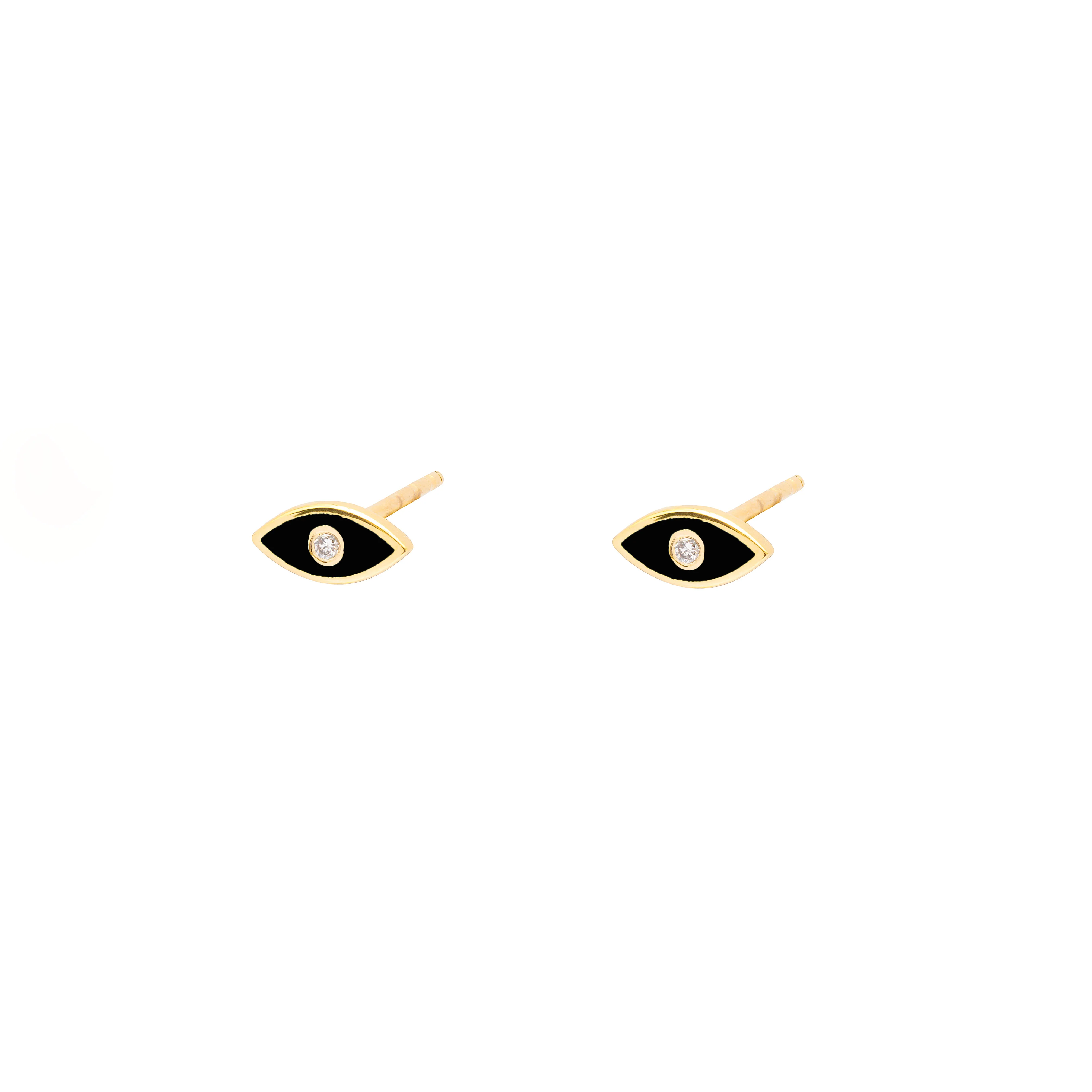 Evil Eye 10k gold lab diamond stud earrings - Image 3