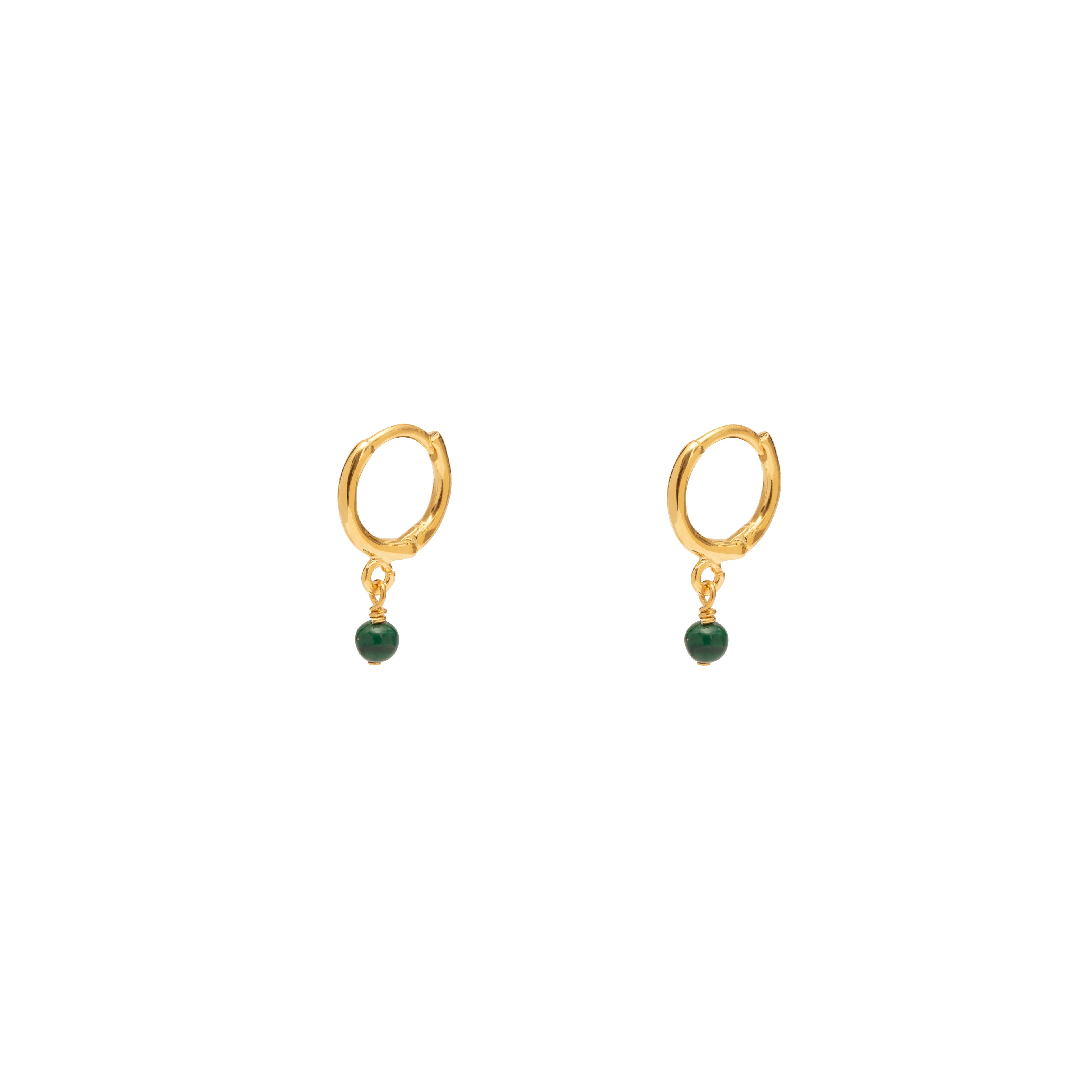 Akila semi precious malachite hoop earrings - Image 2