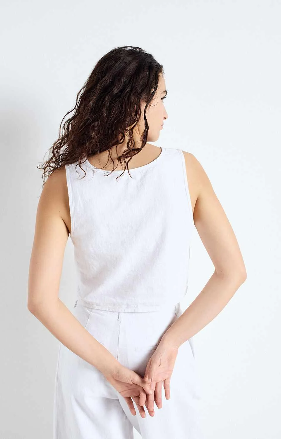 American Vintage AV LE VESTIAIRE TOY07AE25 TOP COURT SM COL ROND | COCONUT - Image 3