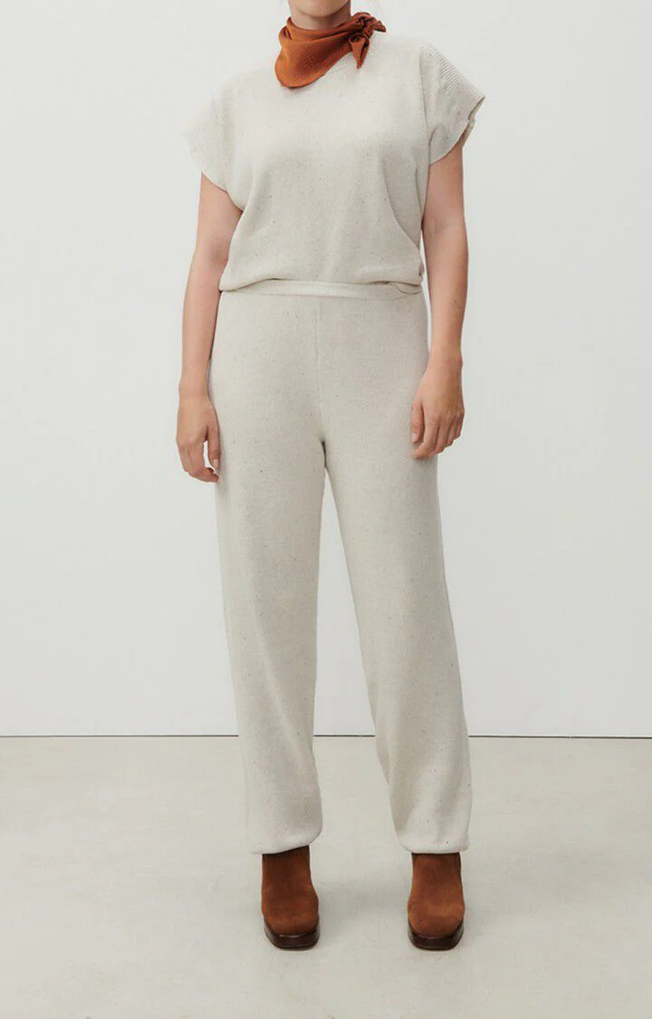 American Vintage Pants Melange Ecru | DOZ05A - Image 4