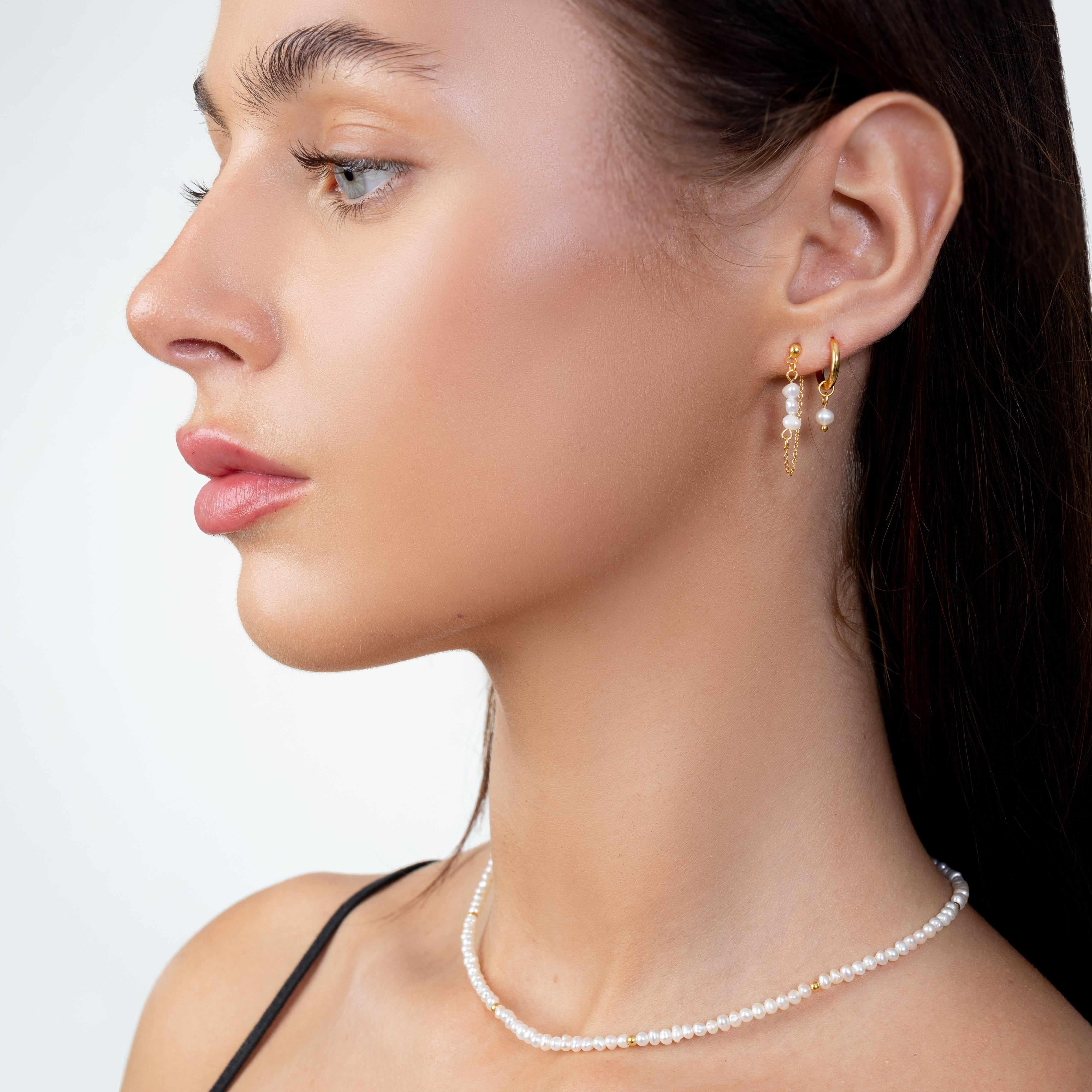 Ariste freshwater pearl chain earrings - Image 3