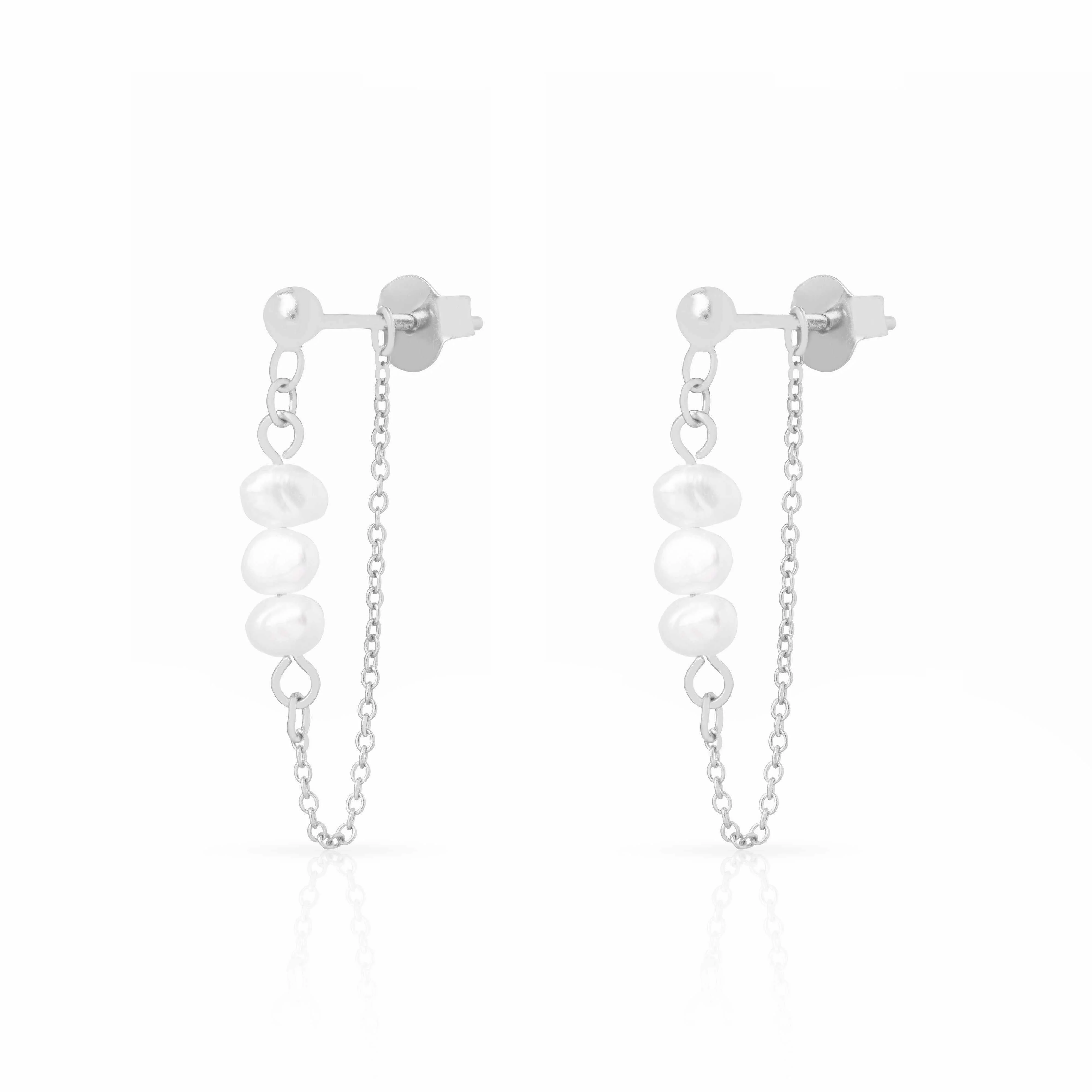 Ariste freshwater pearl chain earrings - Image 4