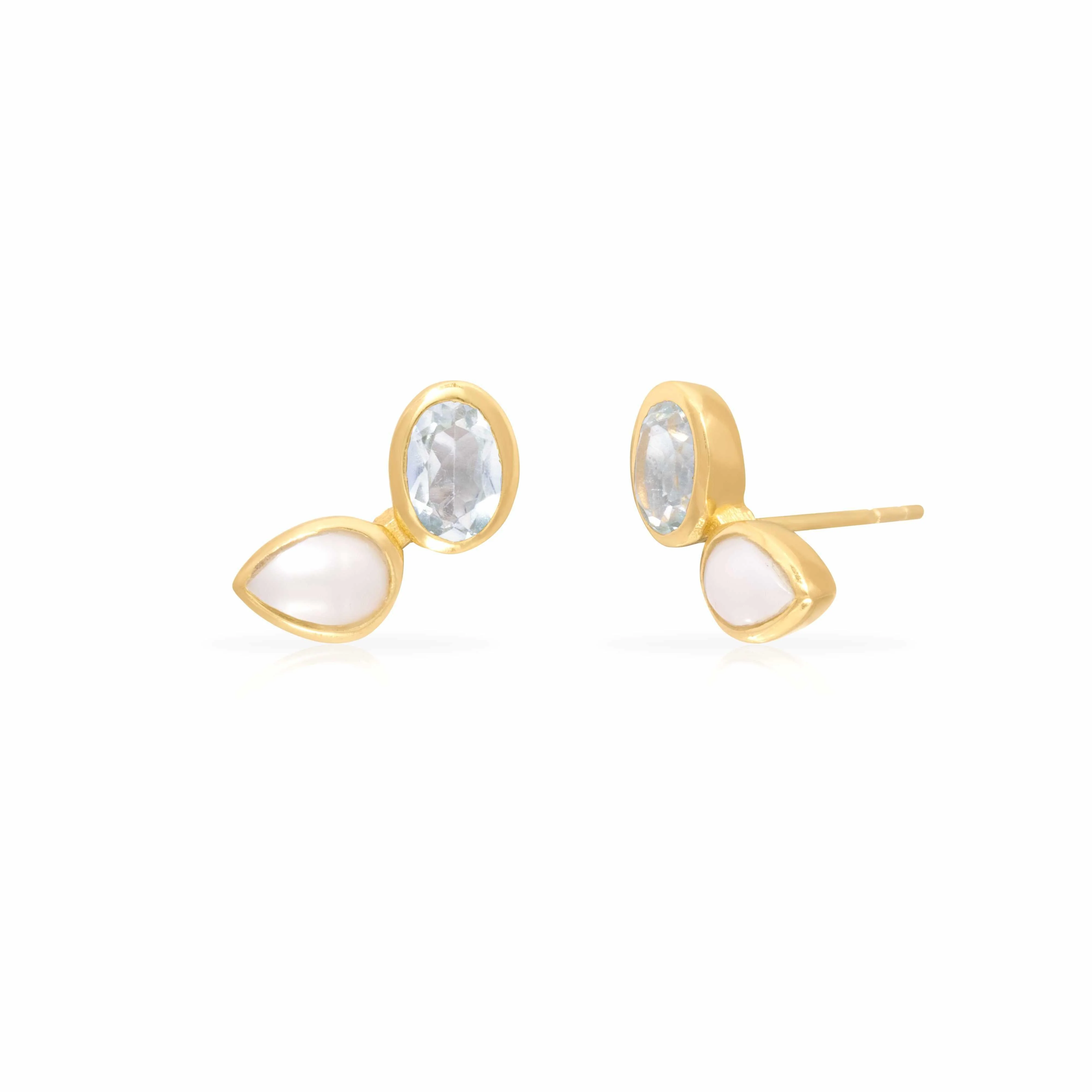 Ariya semi-precious sterling silver gold plated stud earrings - Image 2