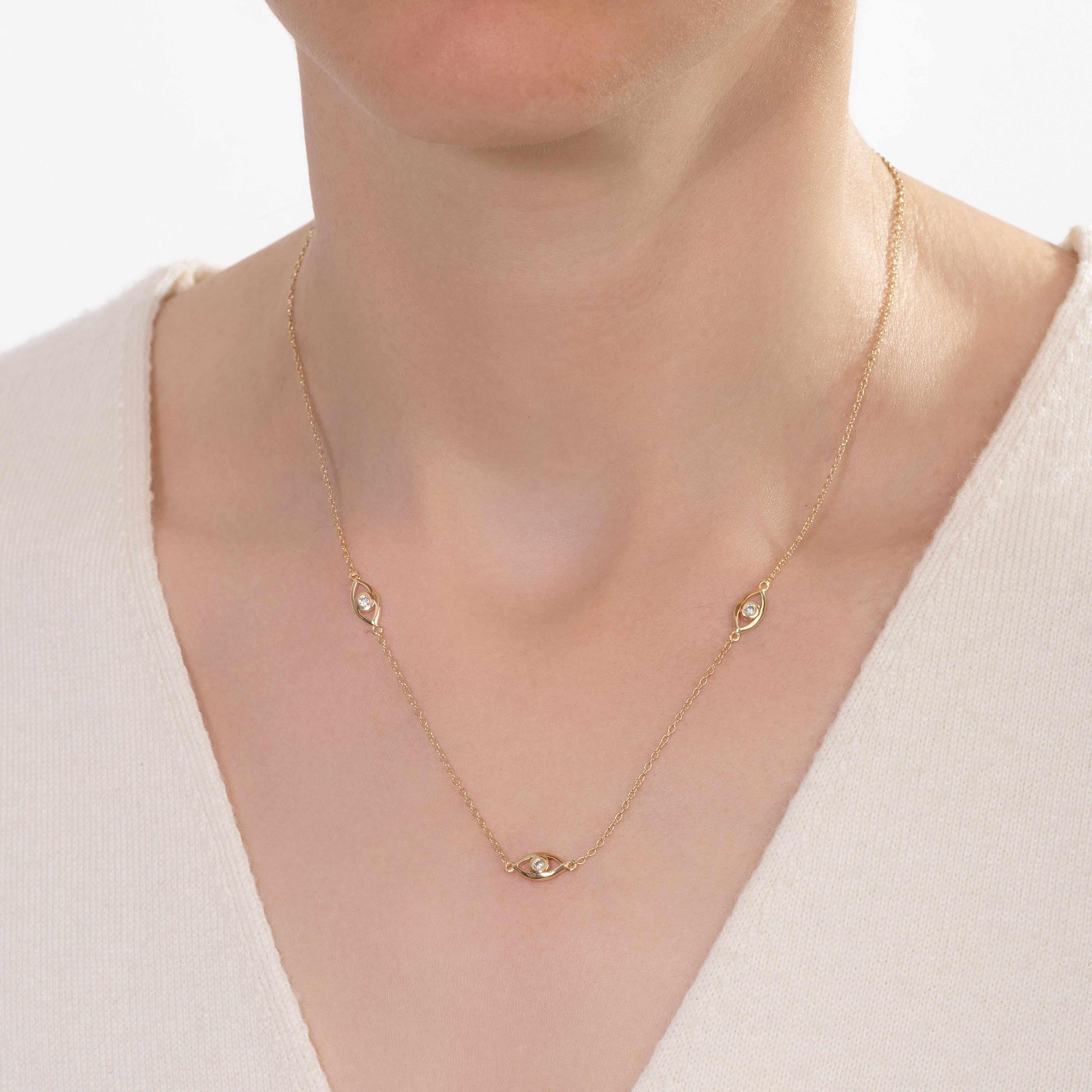 Asteria Moissanite Evil Eye Necklace - Image 3