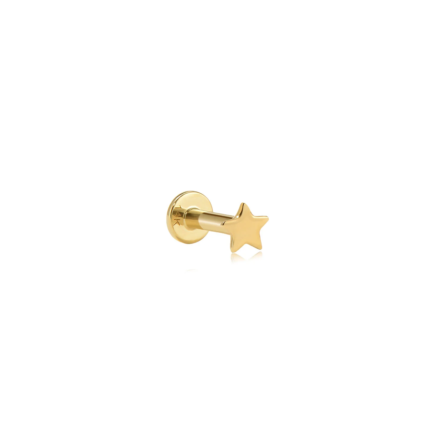 Athens Star Labret Earring – 14K Solid Gold Flat Back