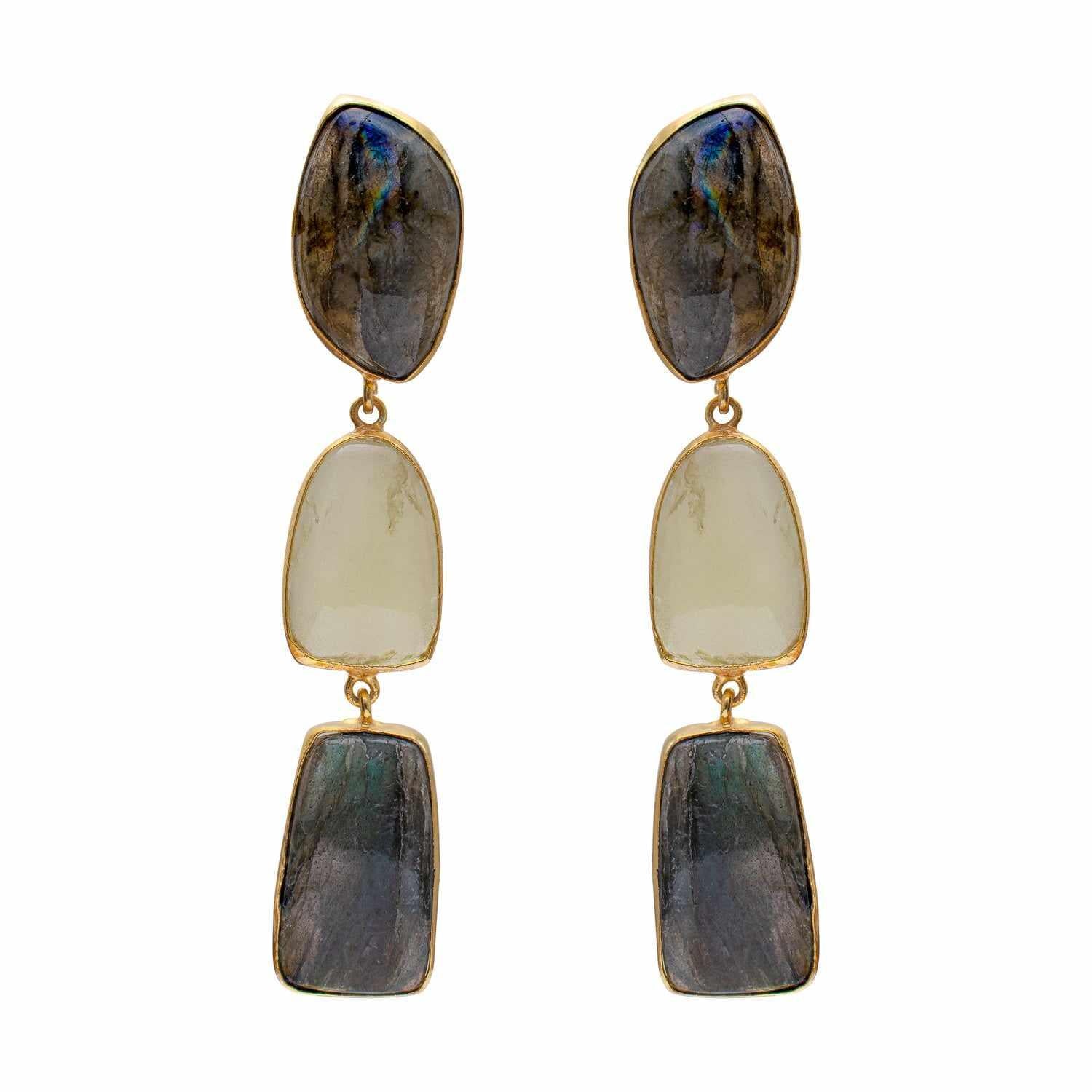 Bahuli semi precious gold earrings - Image 3