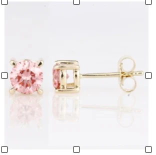 Belle 10k gold pink lab diamond studs