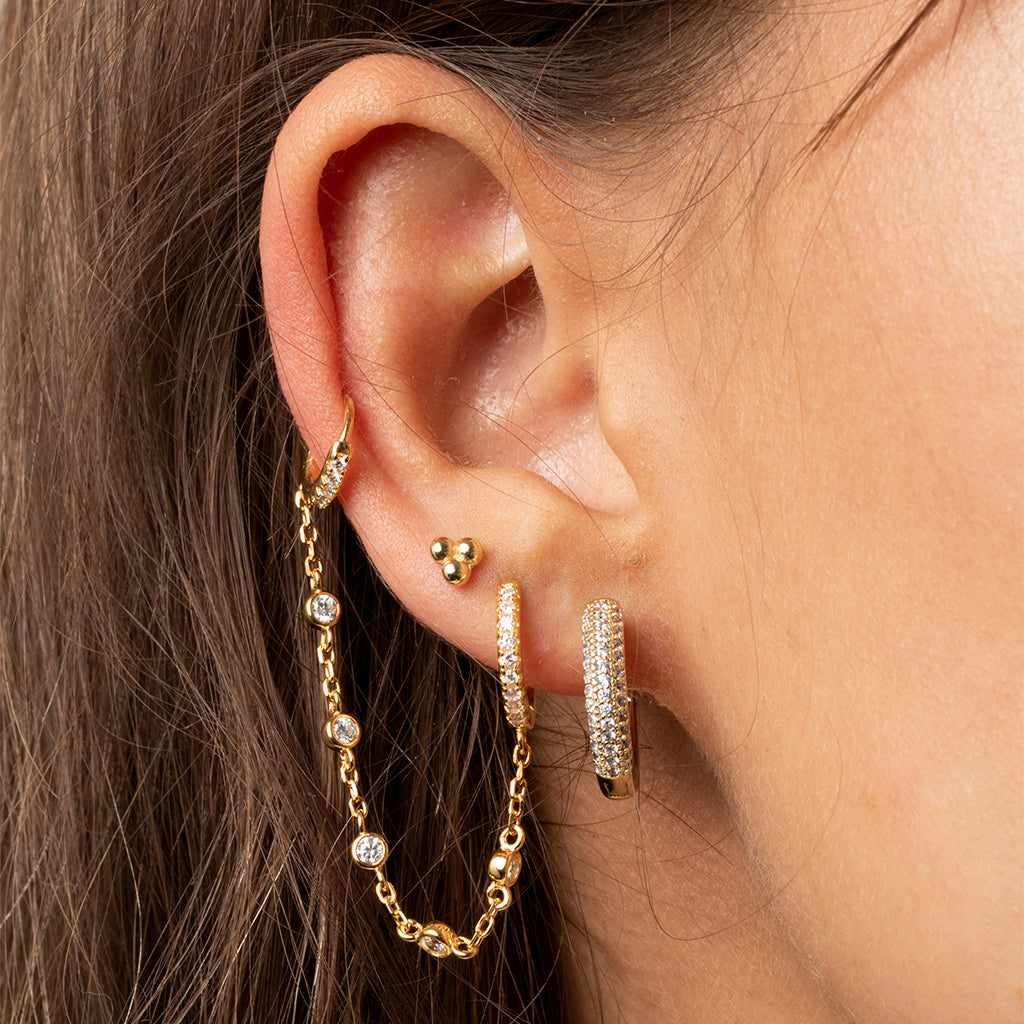 Cadena double chain crystal huggies - Image 2