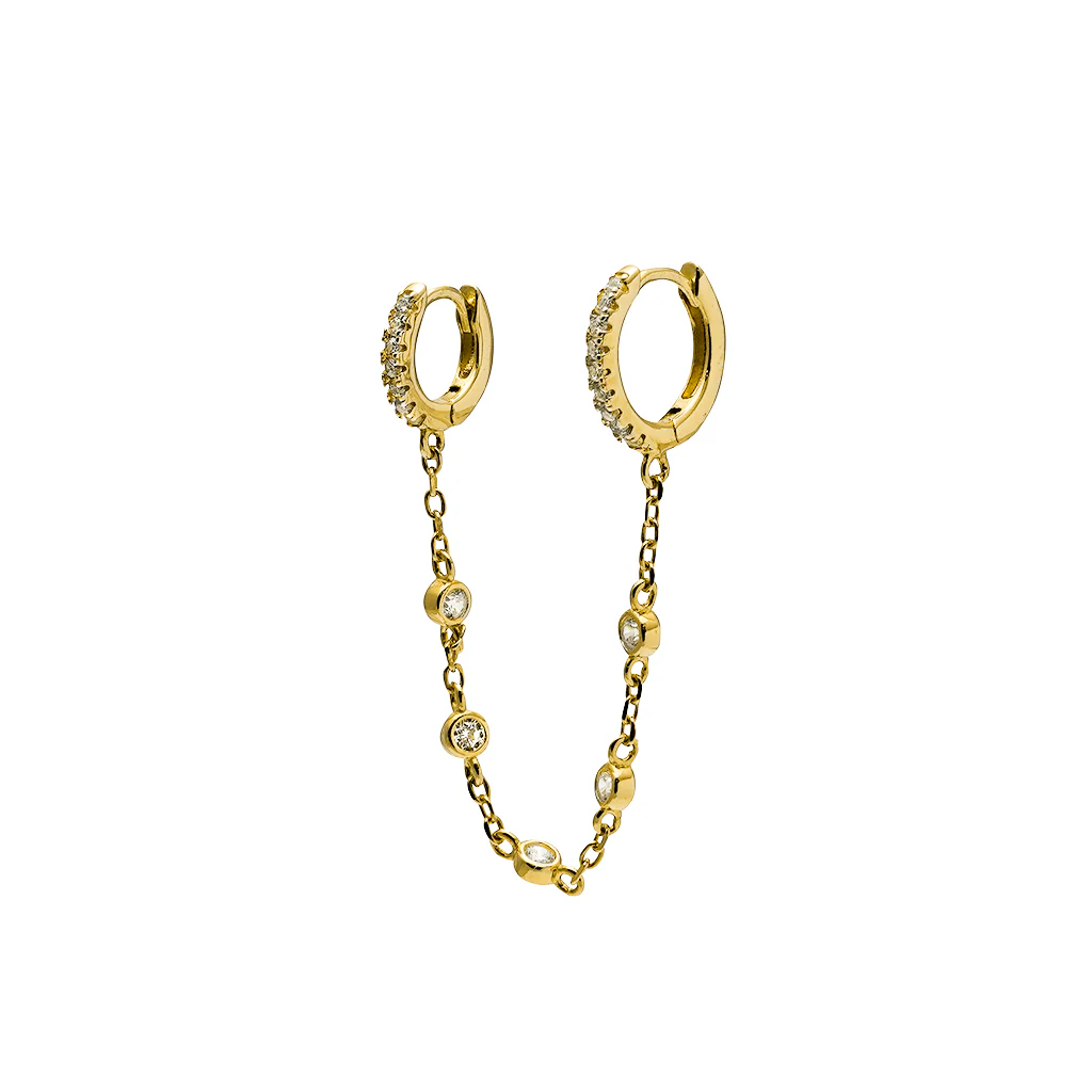 Cadena double chain crystal huggies - Image 3