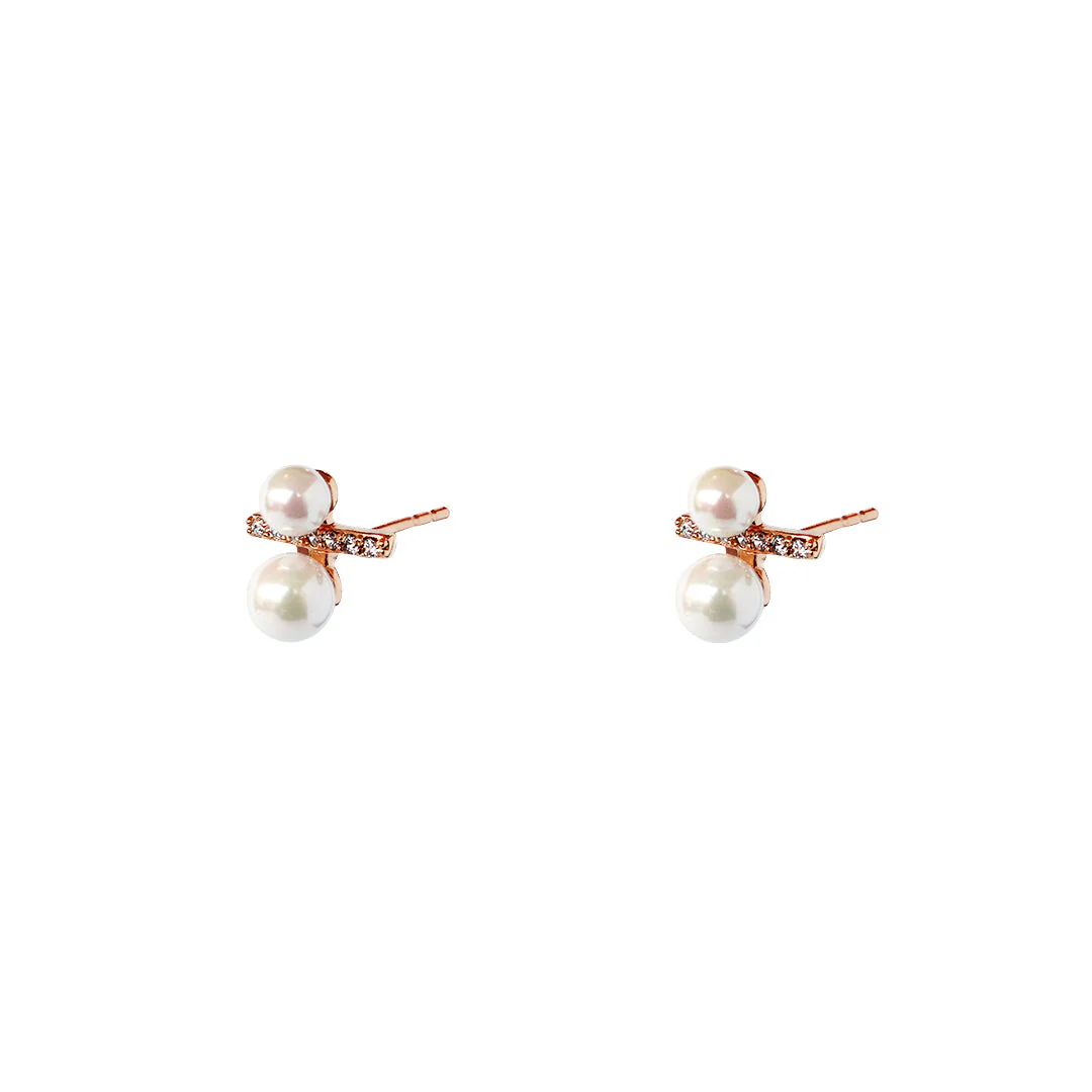Calia double pearl crystal studs - Image 3
