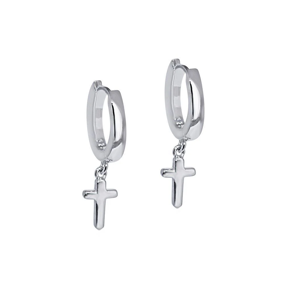 Cross charm huggie hoops - Image 3
