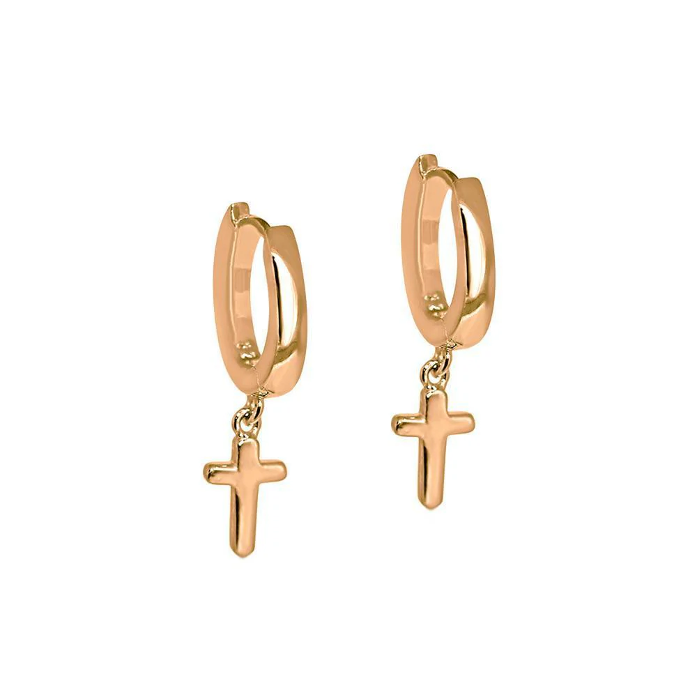 Cross charm huggie hoops - Image 4