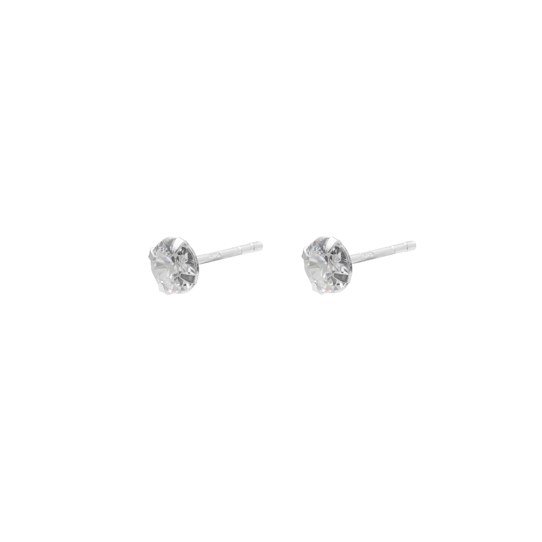 Cubic zirconia silver base round studs - Image 3