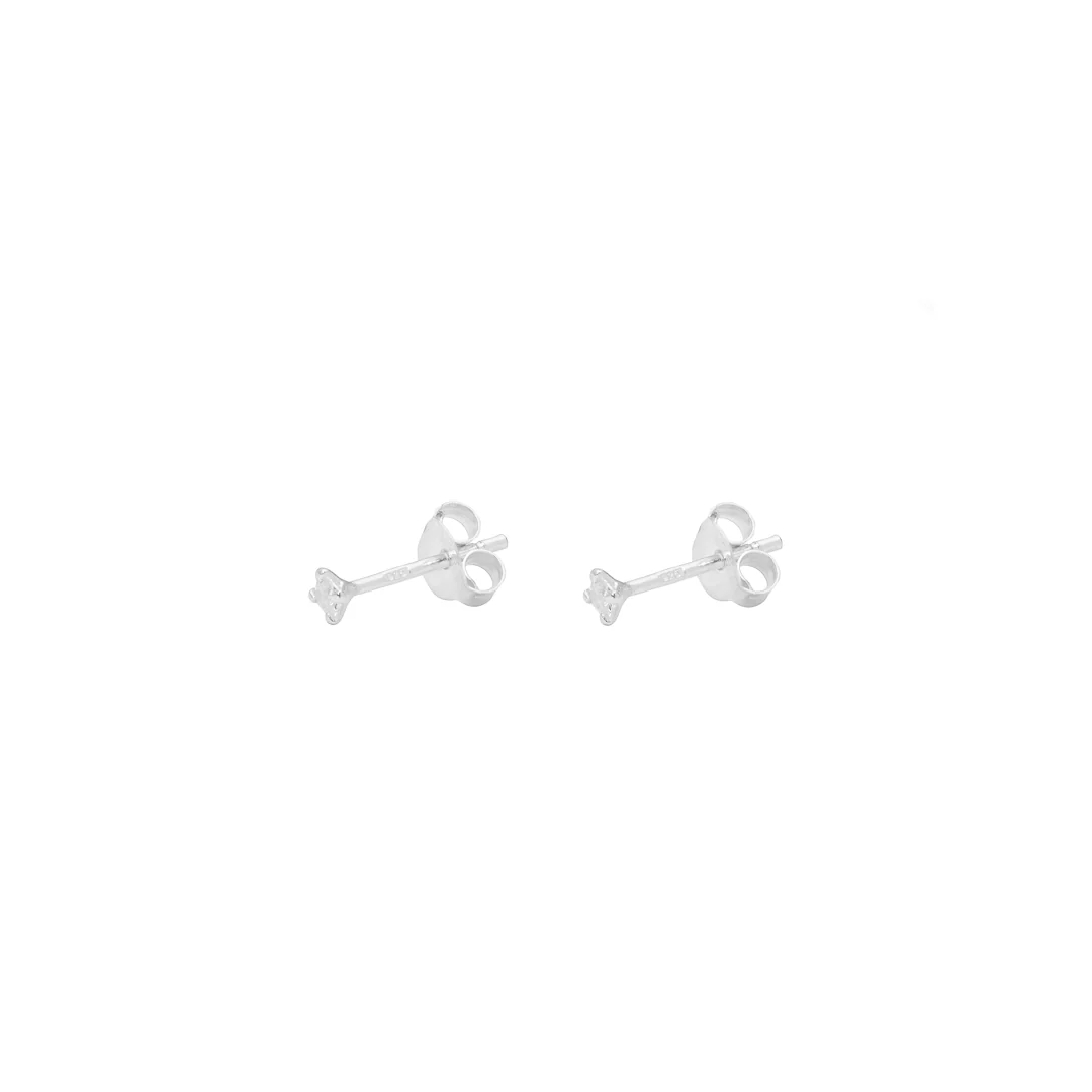 Cubic zirconia silver base square studs - Image 2
