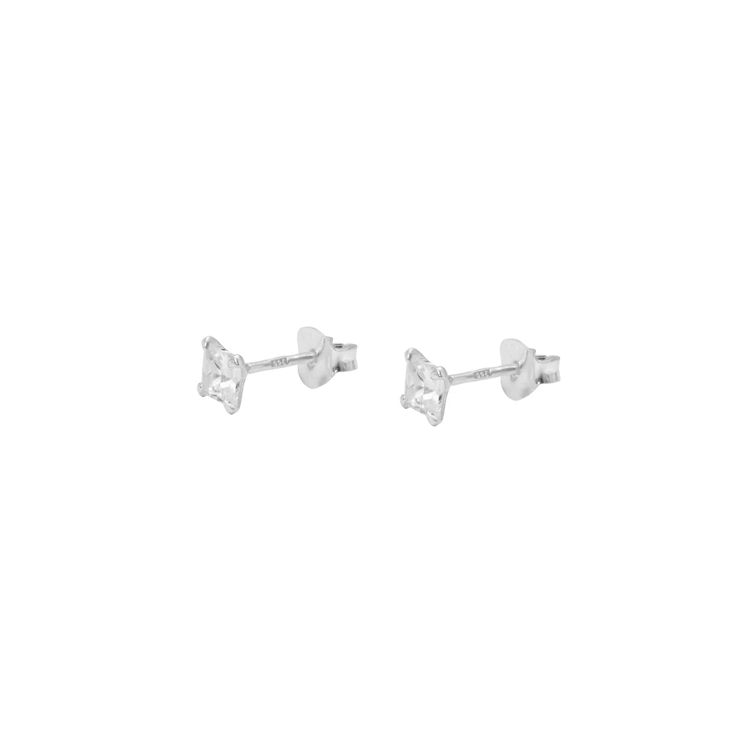 Cubic zirconia silver base square studs - Image 3
