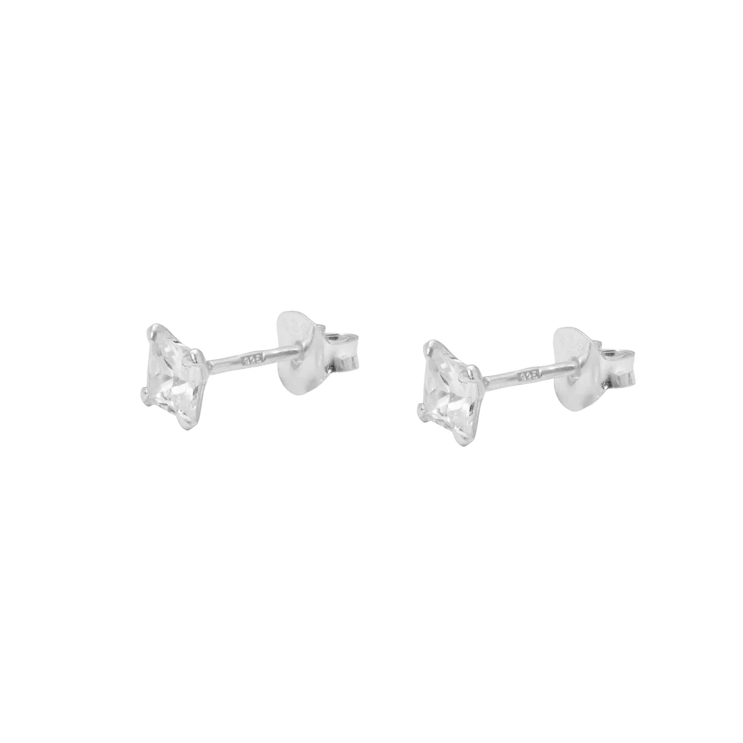 Cubic zirconia silver base square studs - Image 4