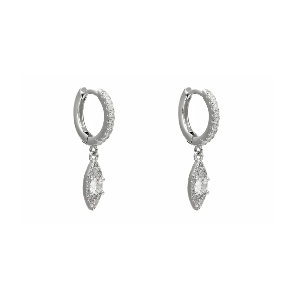 Evil eye crystal drop huggies