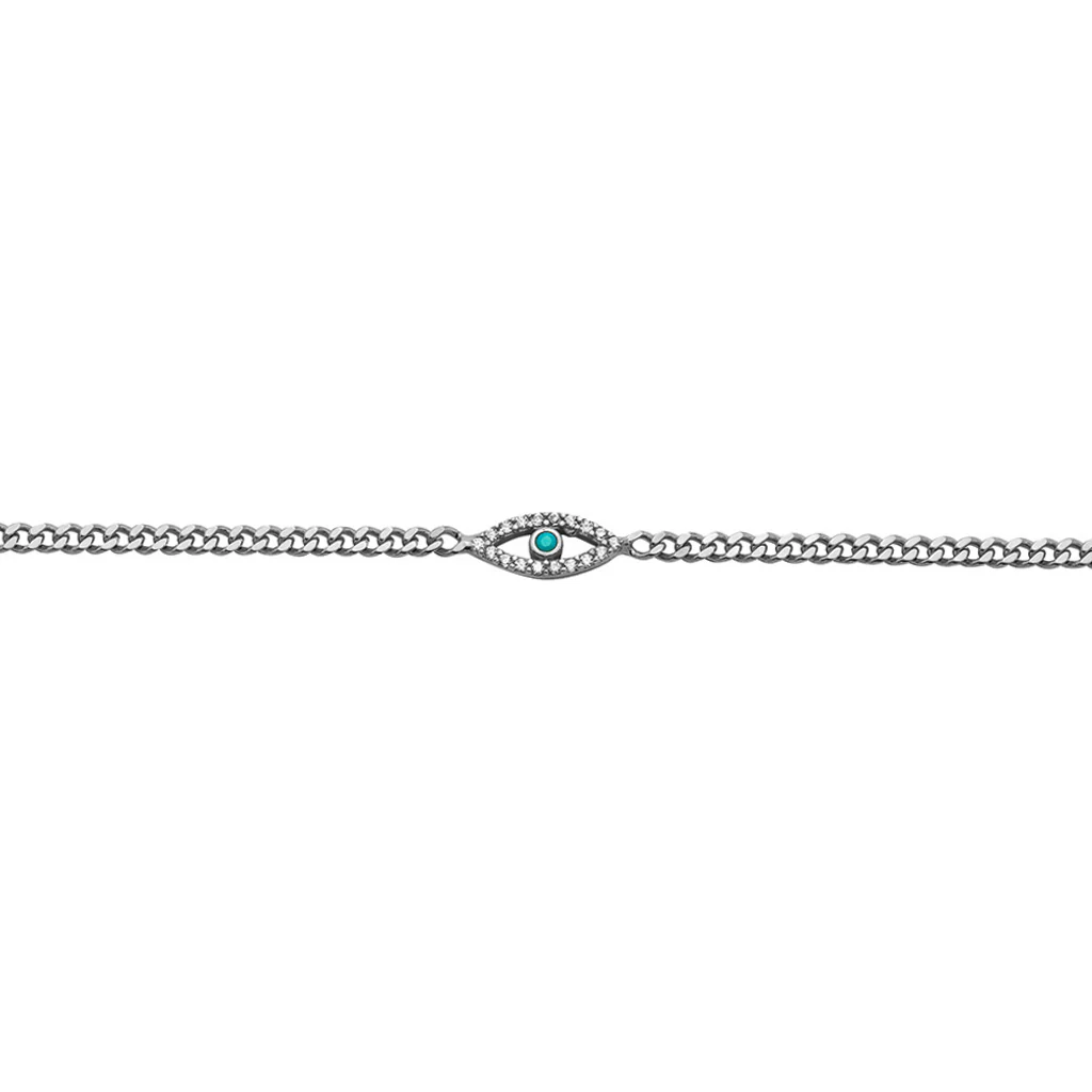 Evil eye turquoise curb link bracelet - Image 2