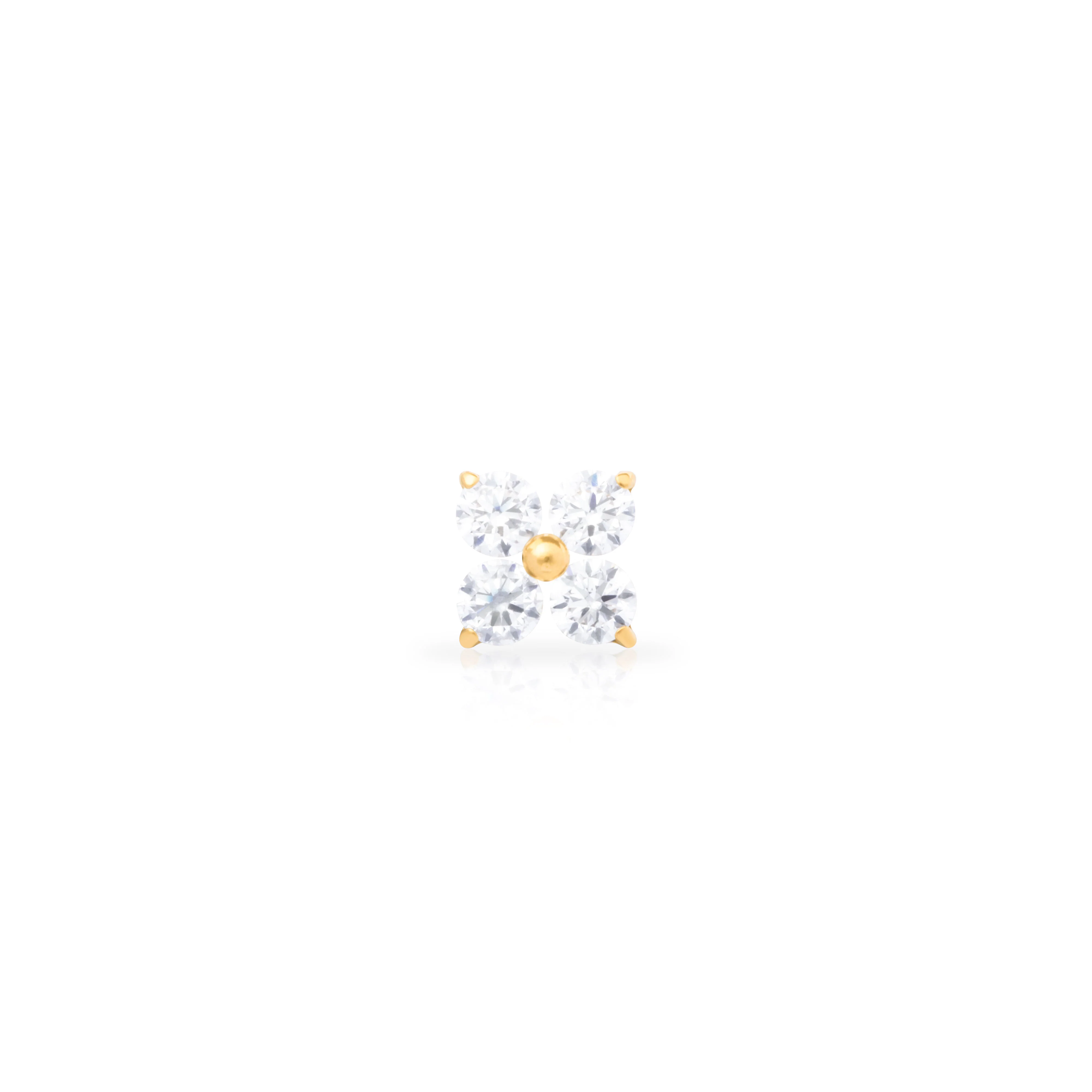 Flower cubic zirconia titanium flat back labret bar - Image 2