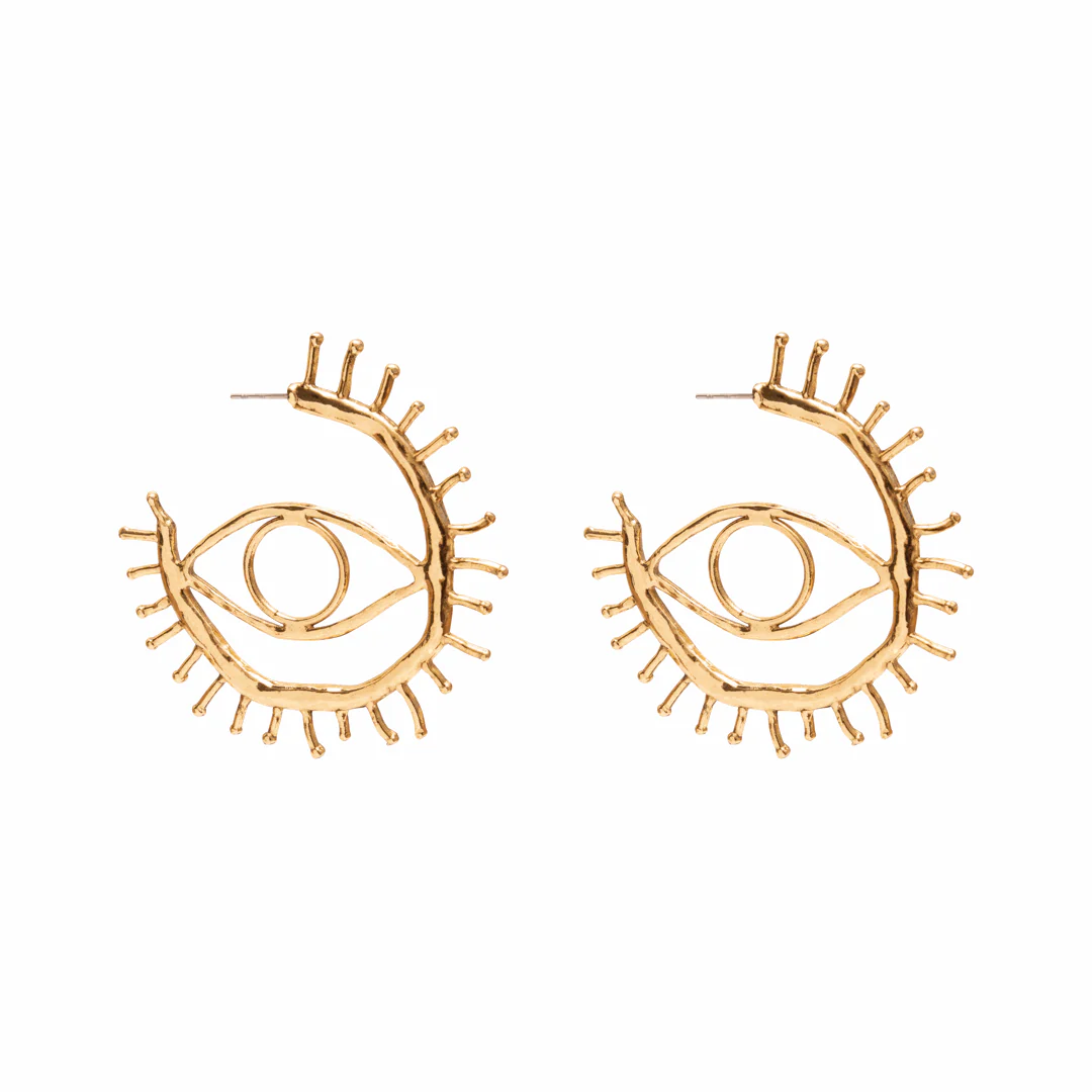 Hathor evil eye hoop earrings