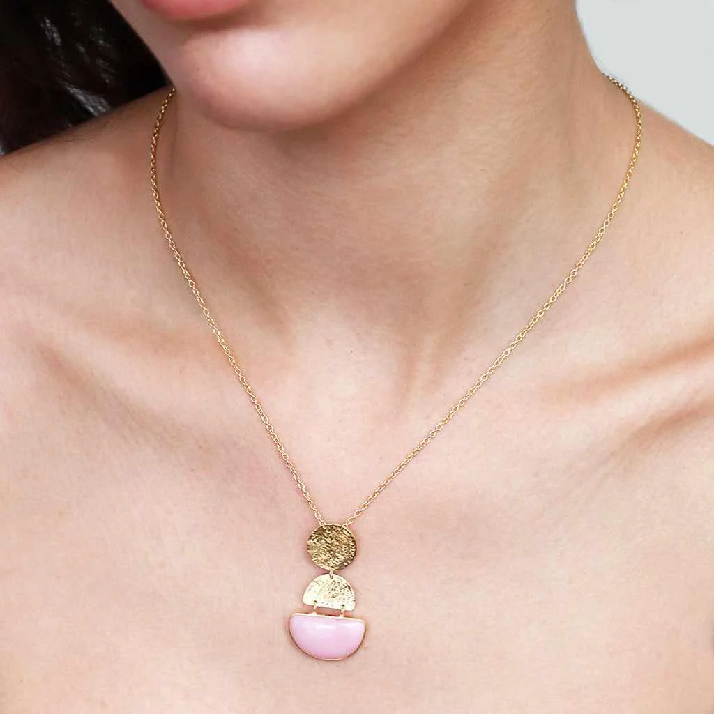 Safiya gold semi-precious pendant necklace - Image 2