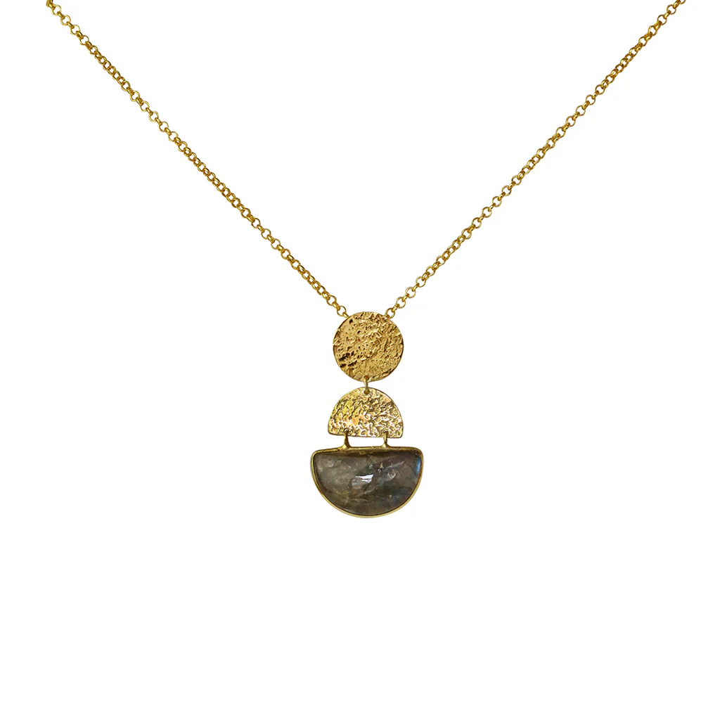 Safiya gold semi-precious pendant necklace - Image 4