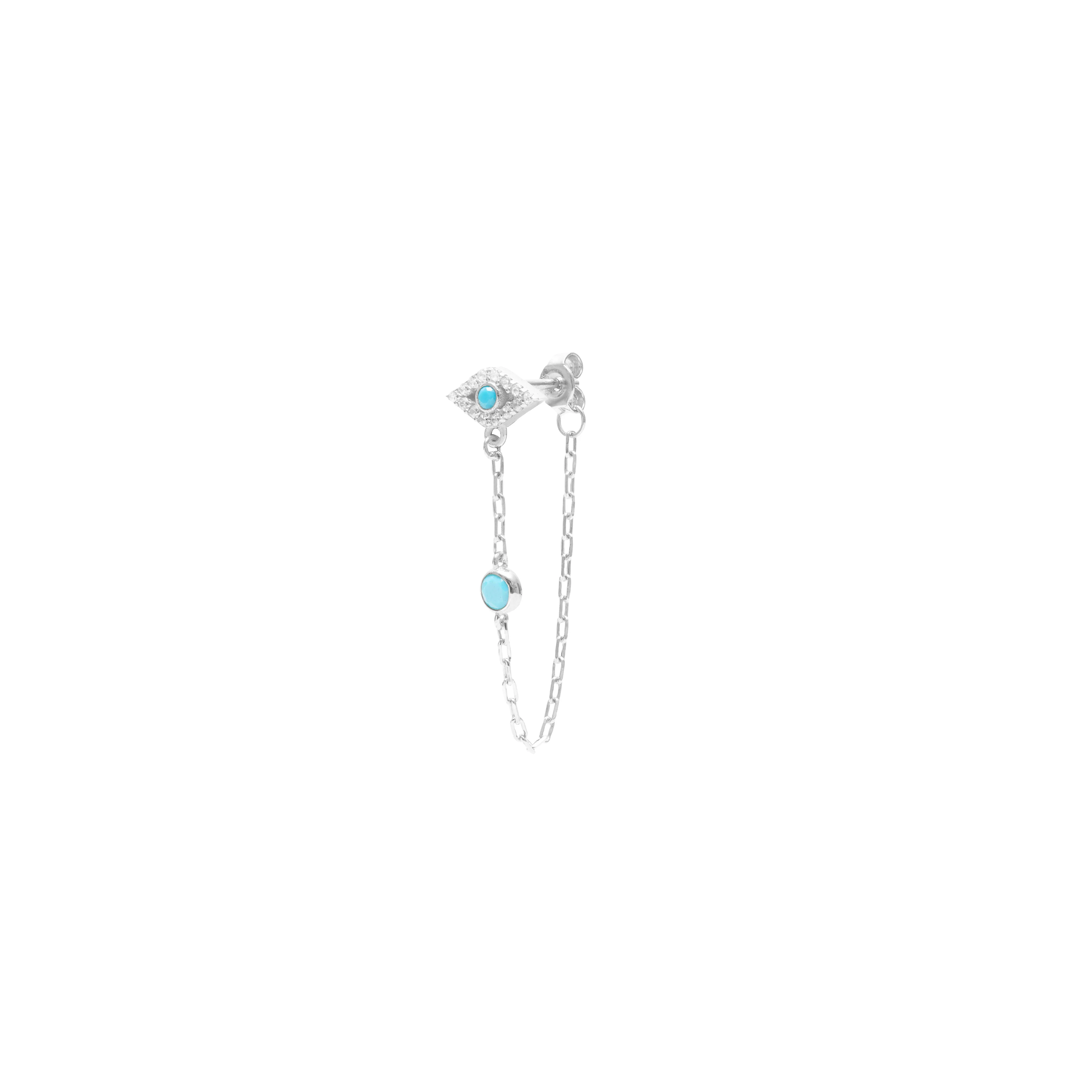 Evil eye crystal drop chain earring - Image 2