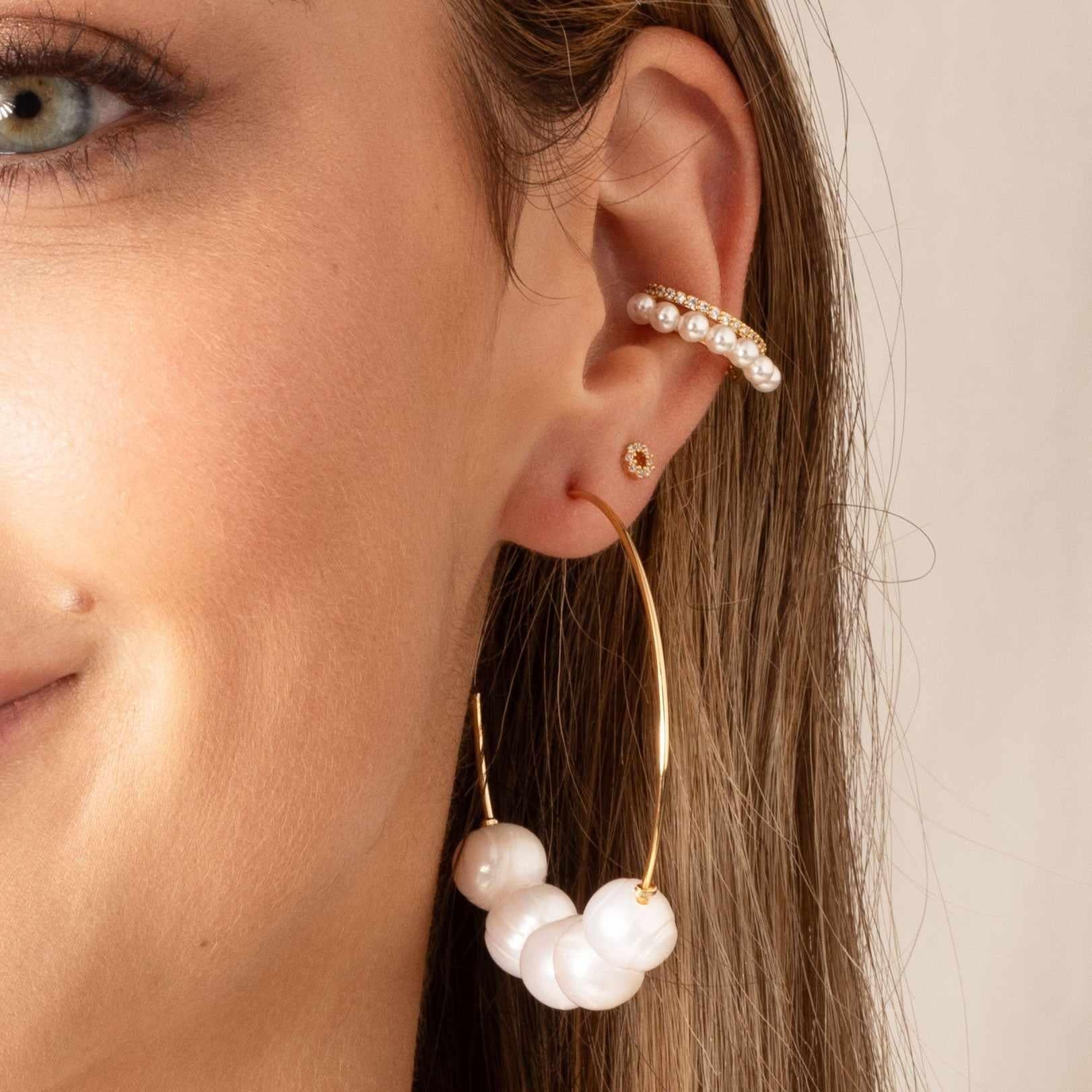 Hazel pearl hoop earrings