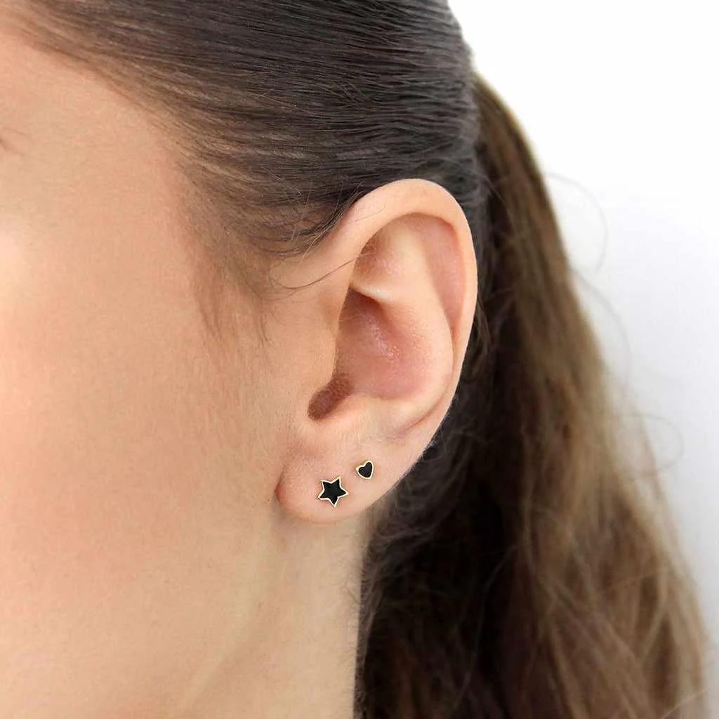 Heart small onyx studs - Image 4