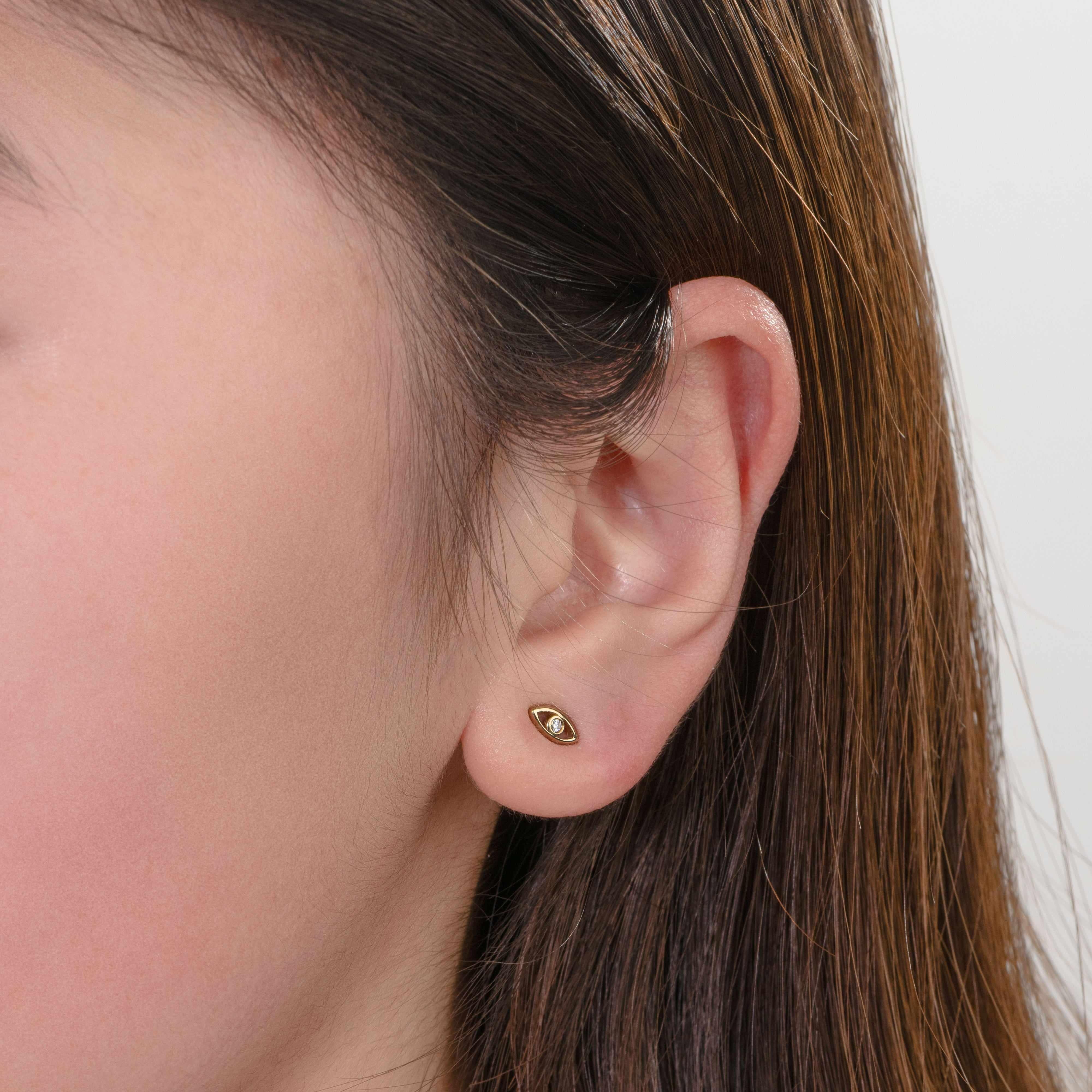 Hestia Moissanite Evil Eye Stud Earrings - Image 3