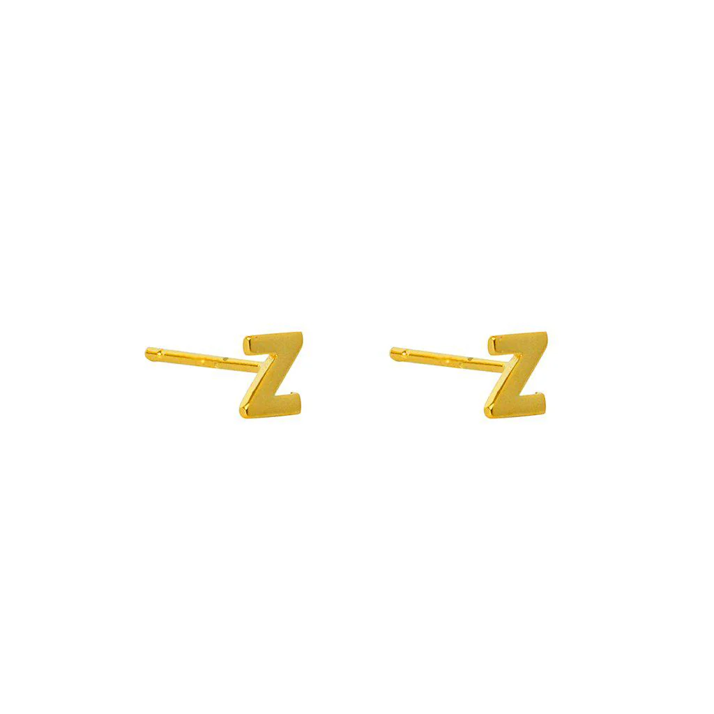 Initial gold plain studs - Image 4