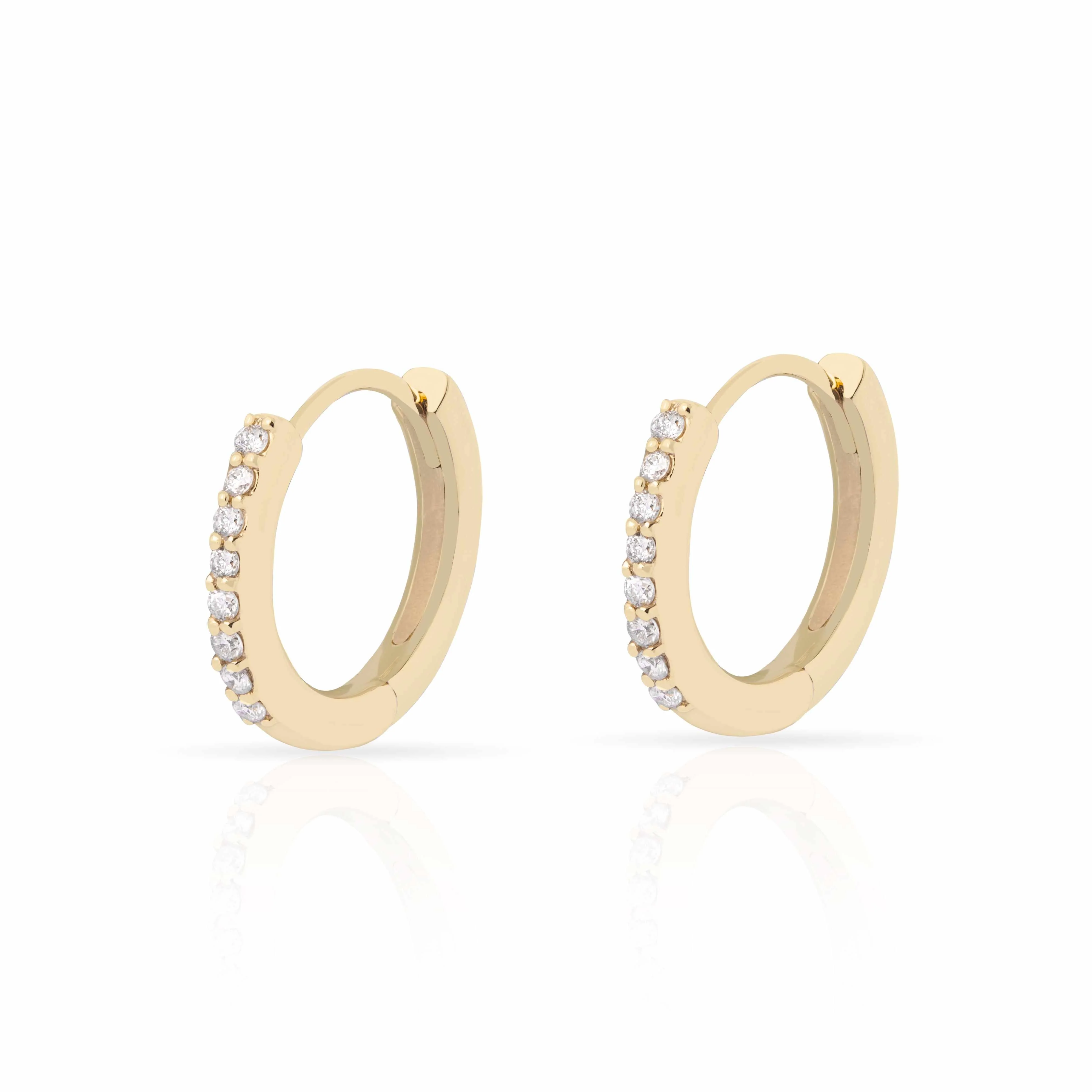 Iris Lab-Grown Diamond Huggie Hoop Earrings – 10K Gold - Image 2