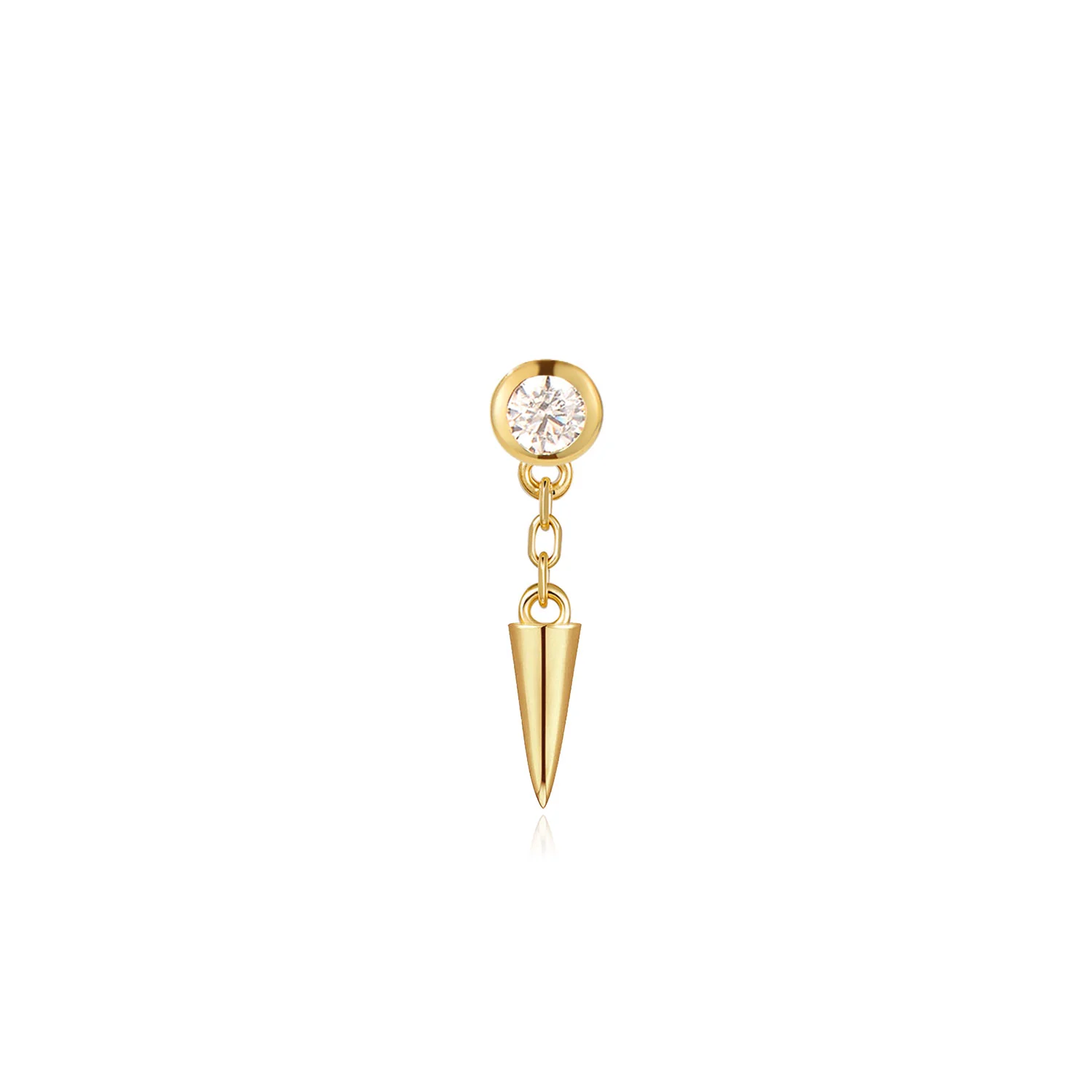 Kairo Moissanite Spike Stud Earring – 14K Solid Gold Flat Back - Image 3