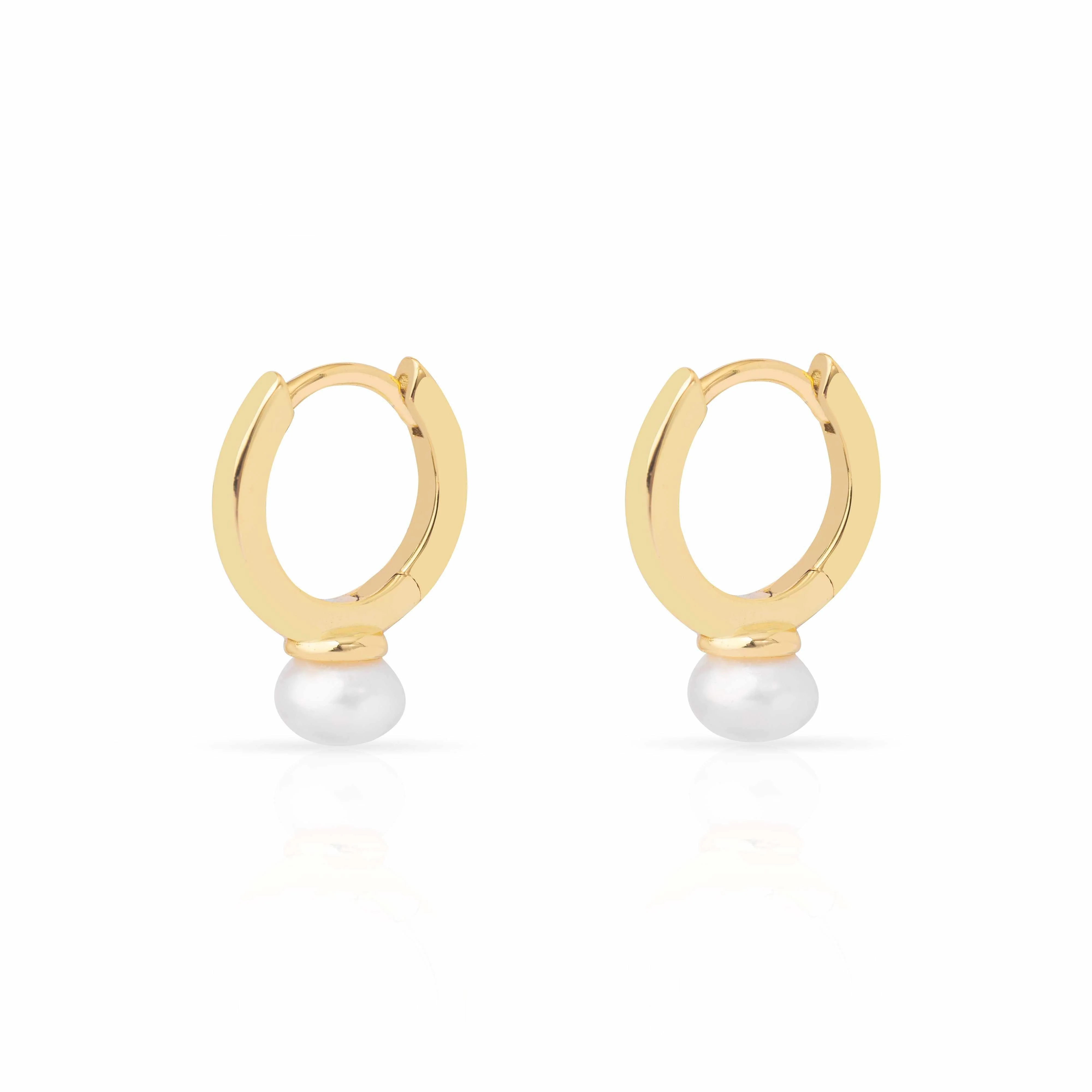 Kati pearl drop hoop huggies
