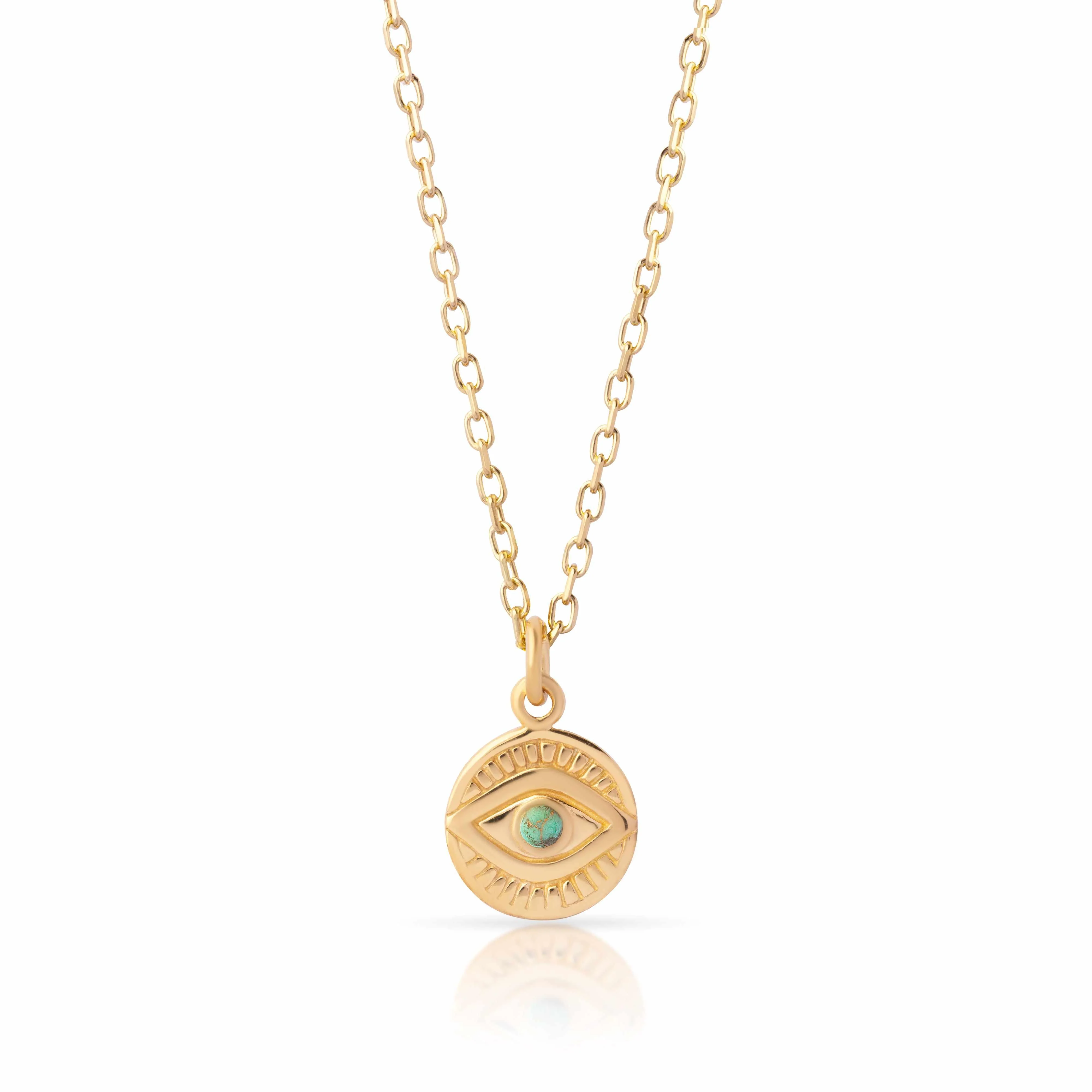 Kena Evil Eye Turquoise Disc Necklace – Gold Filled