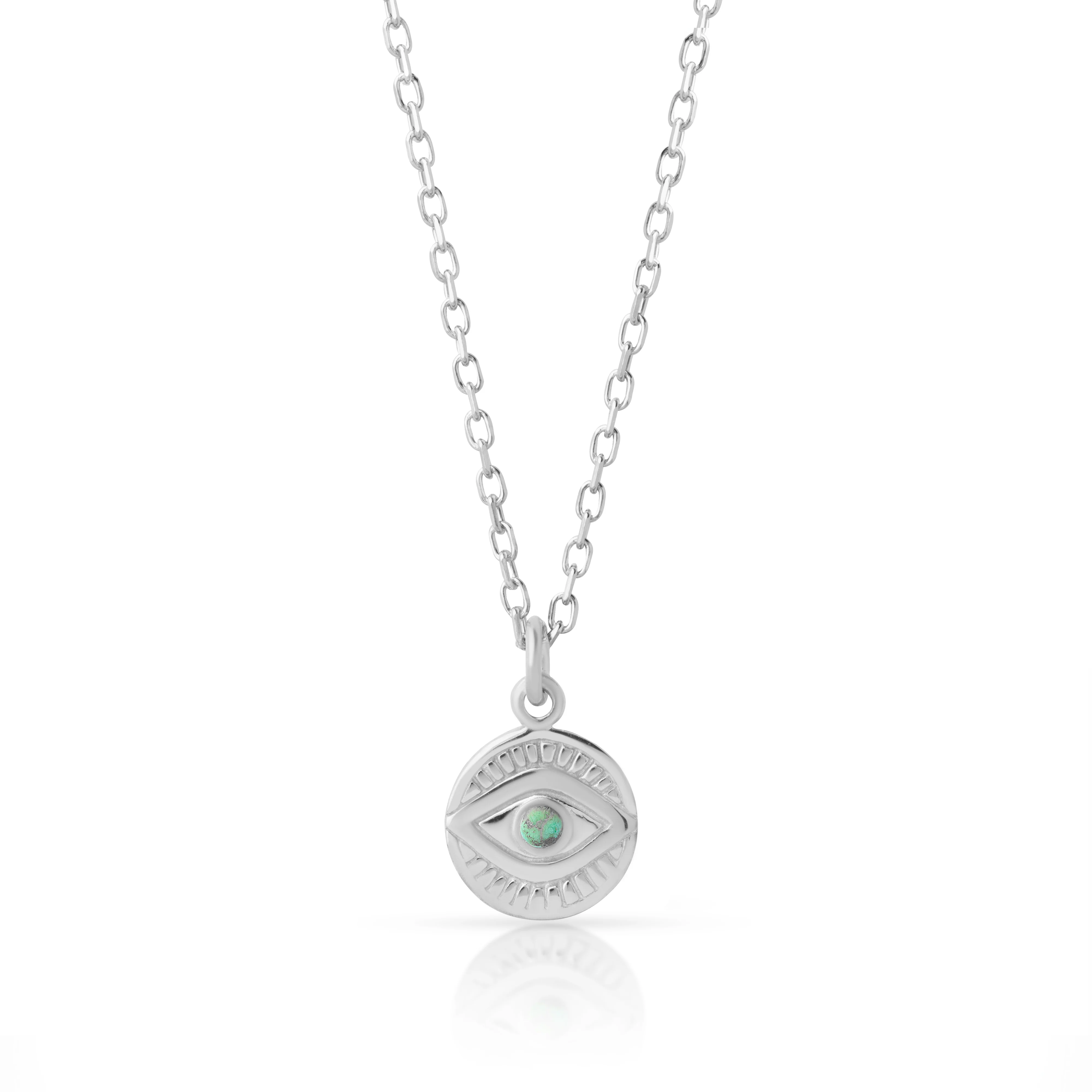 Kena Evil Eye Turquoise Disc Necklace – Gold Filled - Image 2
