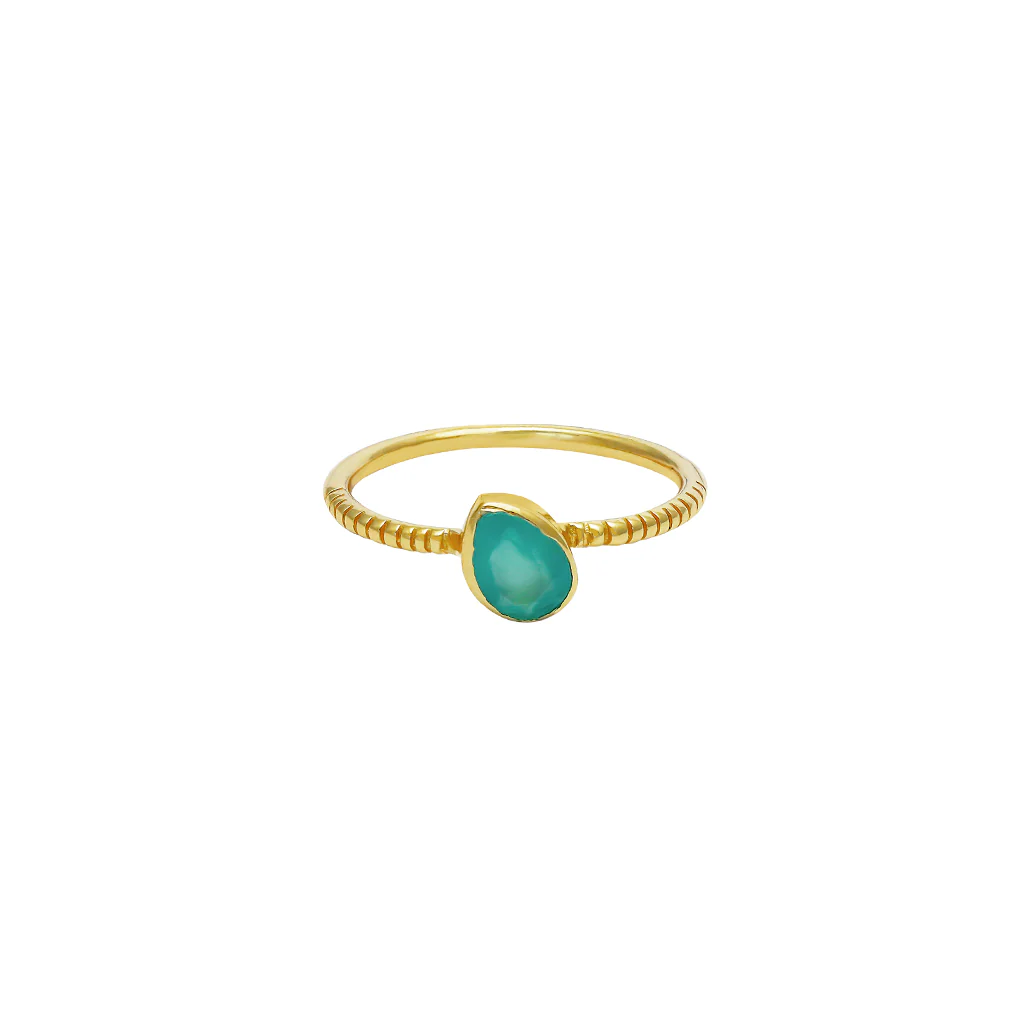 Laletta tear drop semi precious gold ring - Image 3