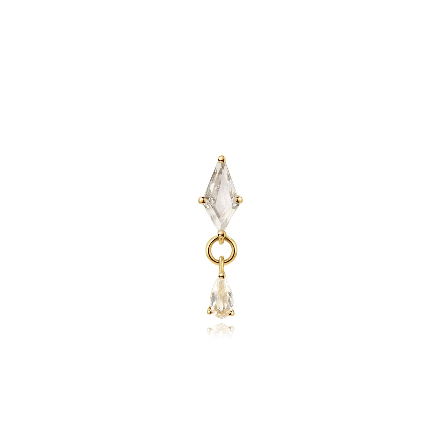 Lima CZ Drop Labret Earring ā 14K Solid Gold Flat Back