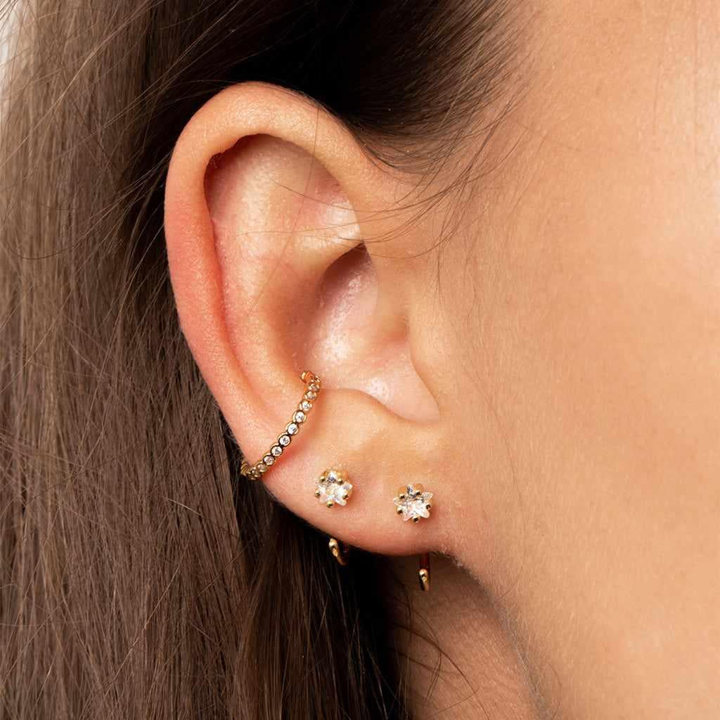 Marj 1 micron gold crystal moon shape earrings - Image 2