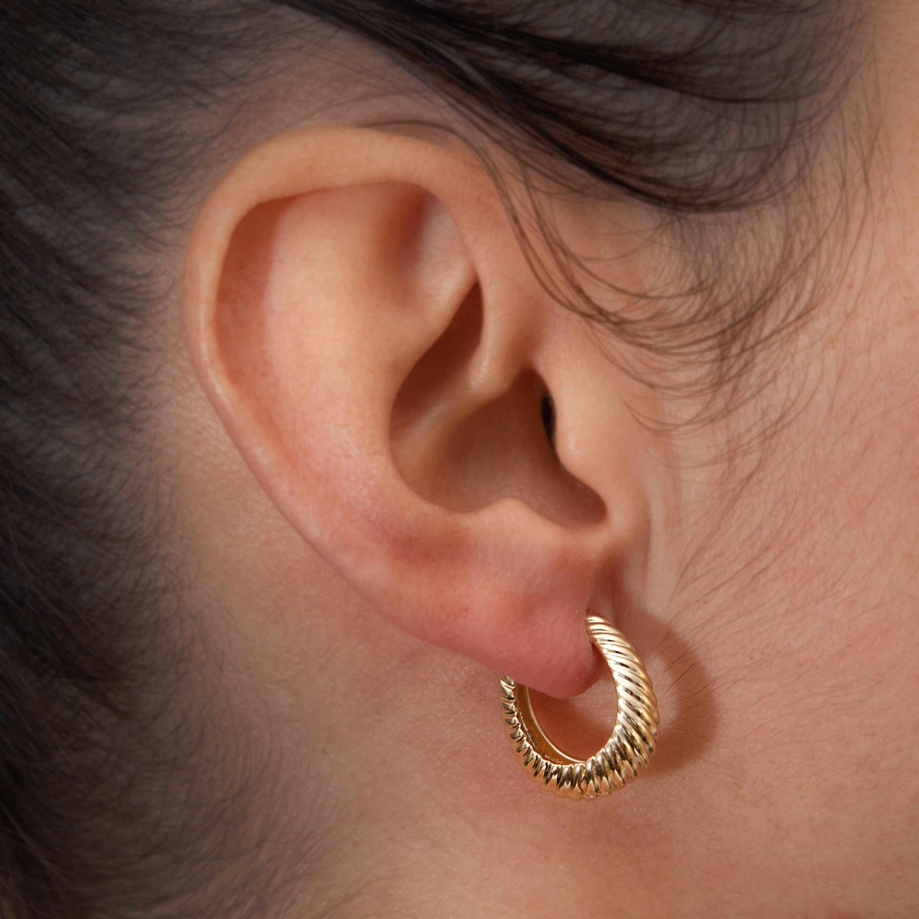Karia Textured Huggie Hoops - Image 2