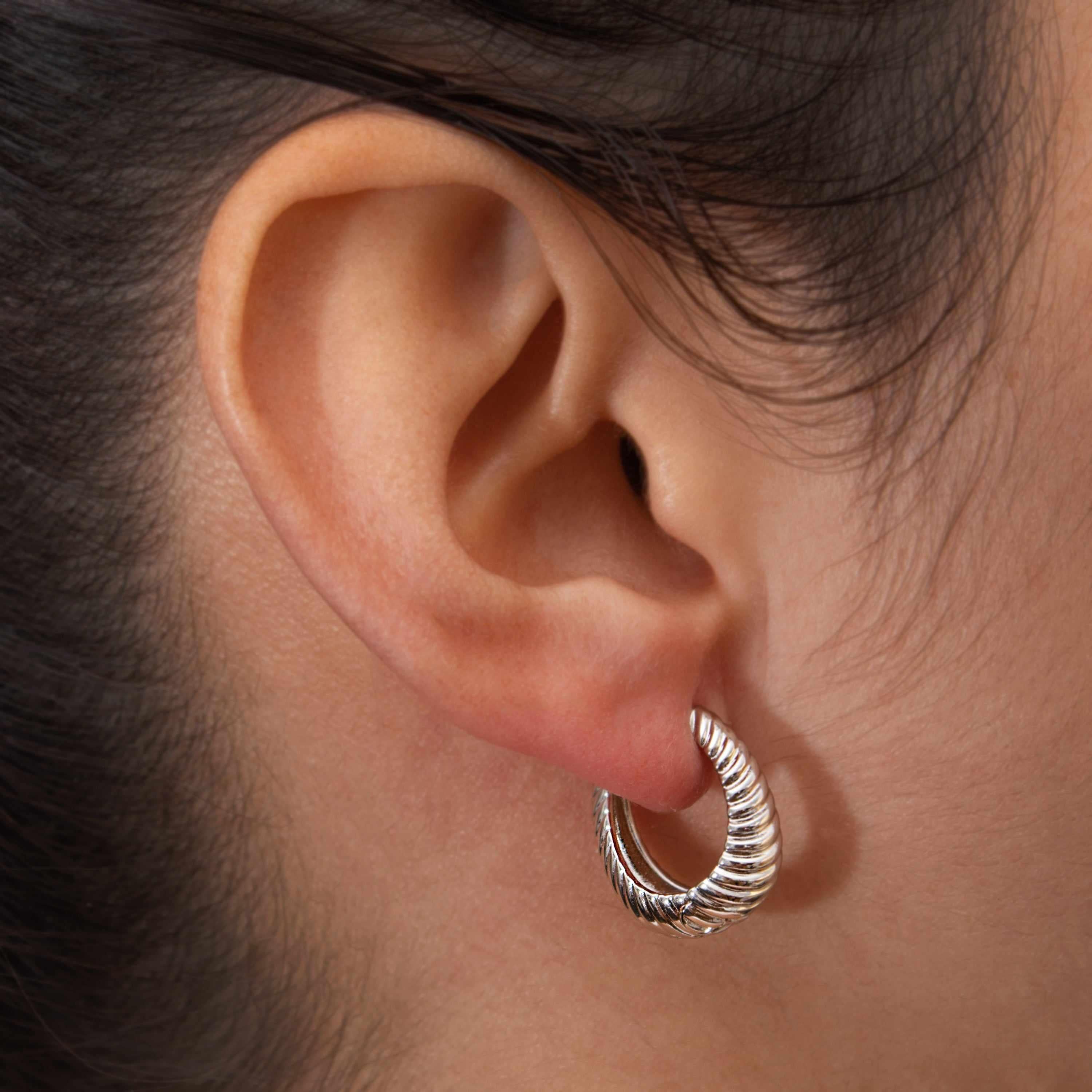 Karia Textured Huggie Hoops - Image 4