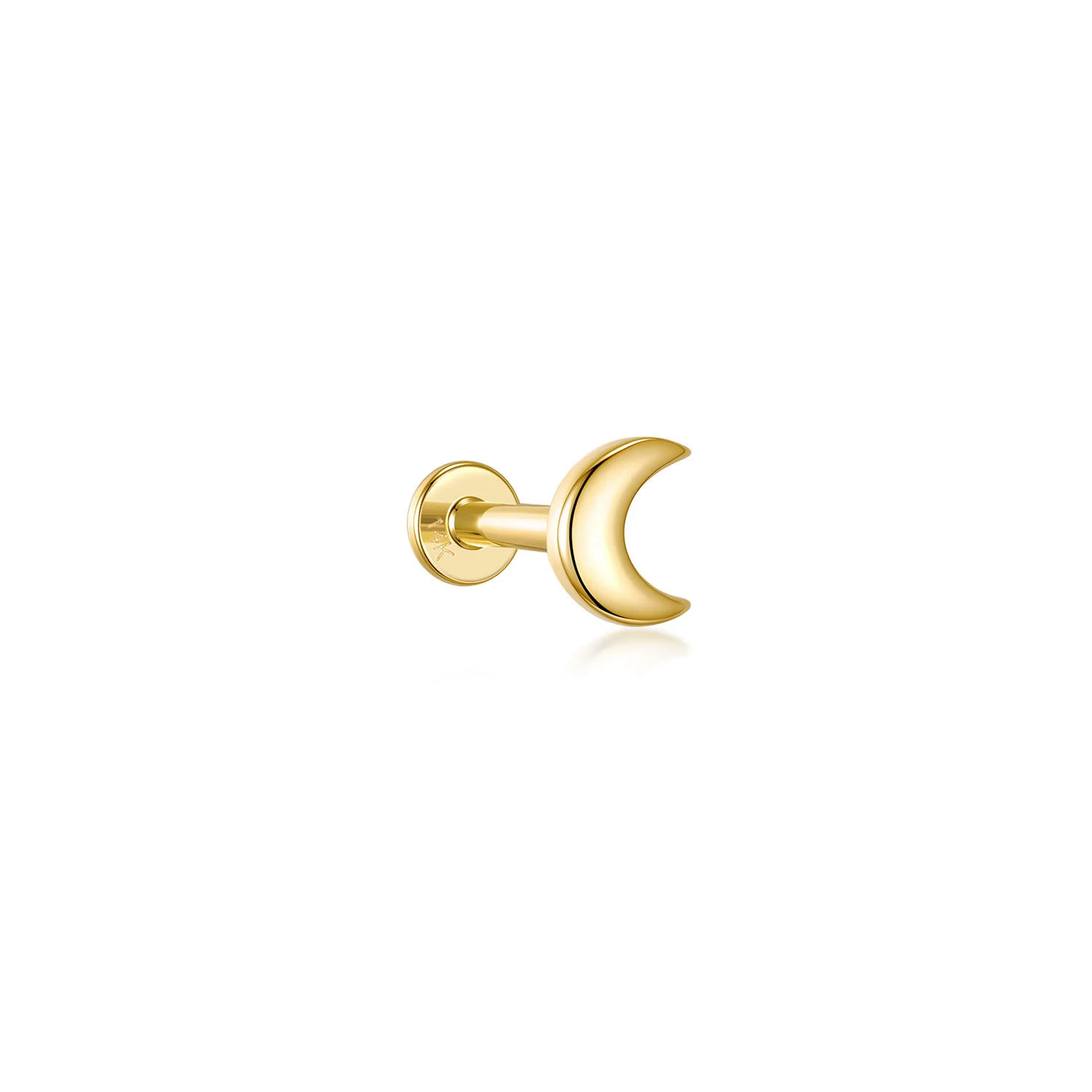 Nara Moon Stud Earring – 14K Solid Gold Flat Back - Image 3
