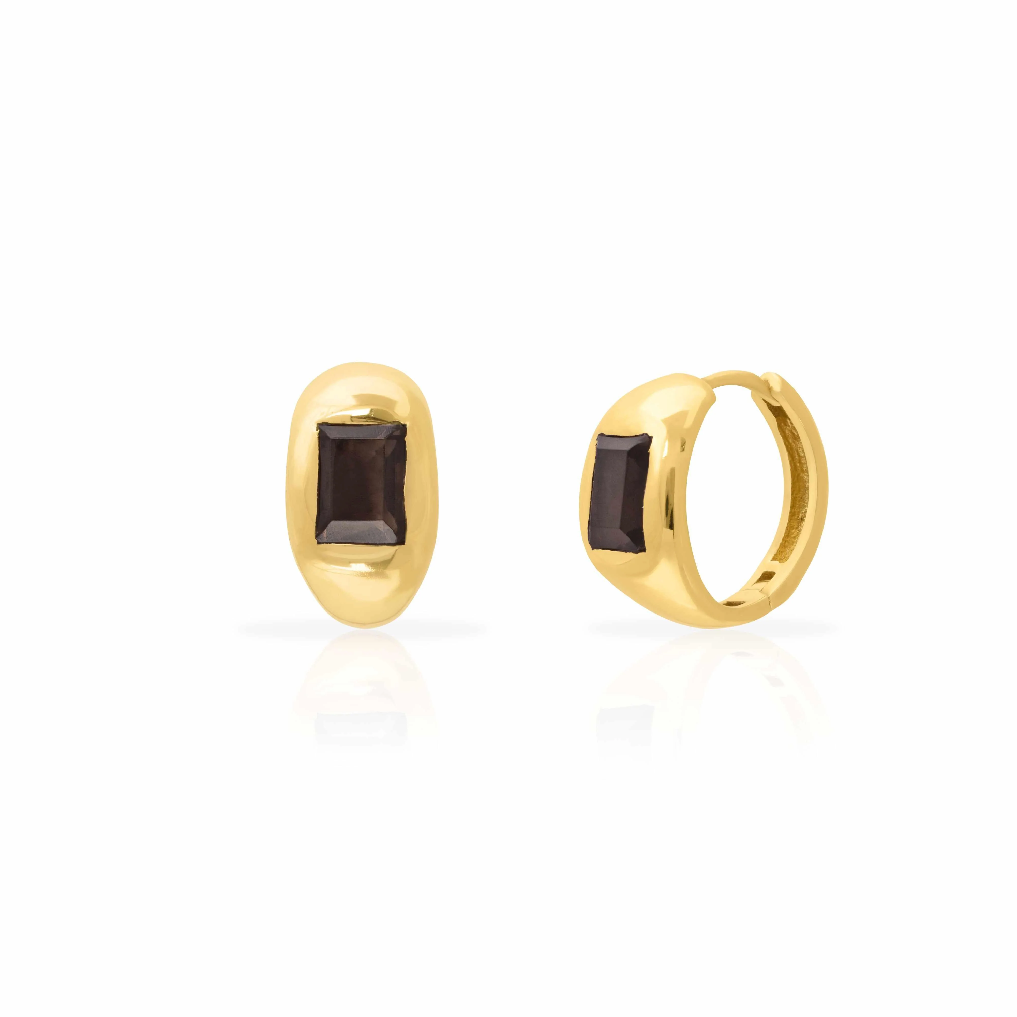 Nerissa sterling silver gold plated semi-precious hoop earrings - Image 2