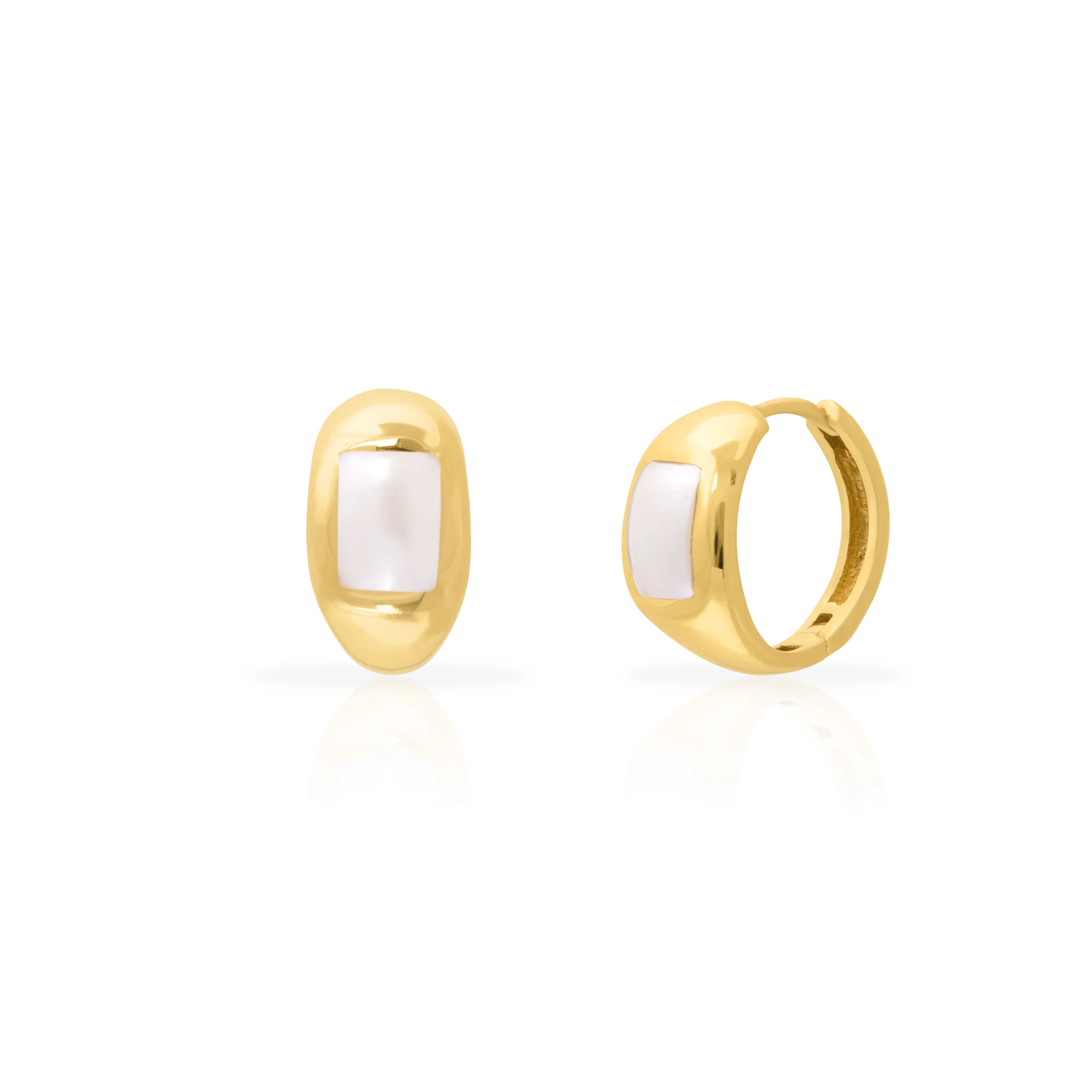 Nerissa sterling silver gold plated semi-precious hoop earrings - Image 4