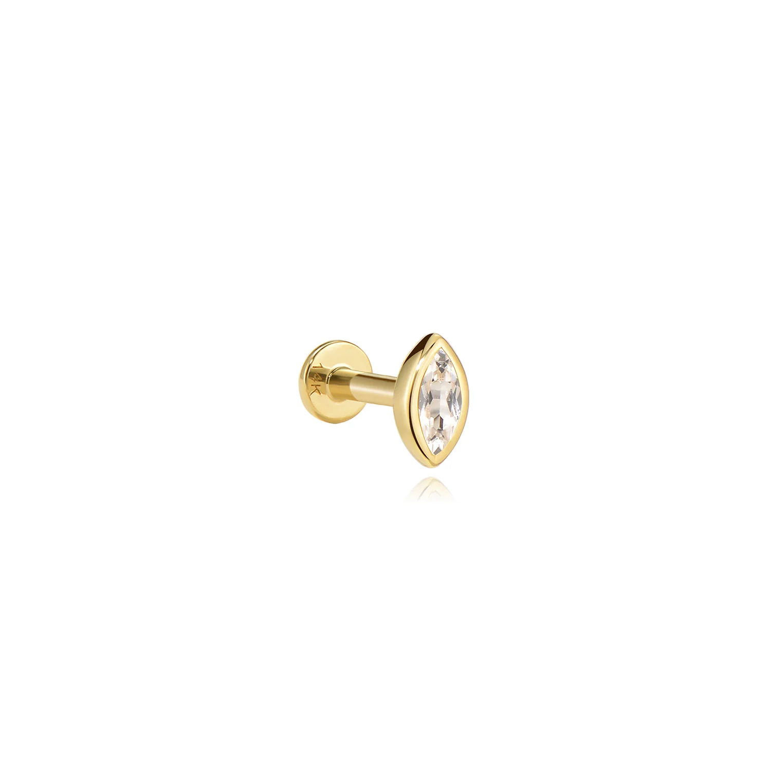 Niva Marquise Moissanite Stud Earring – 14K Solid Gold Flat Back - Image 2