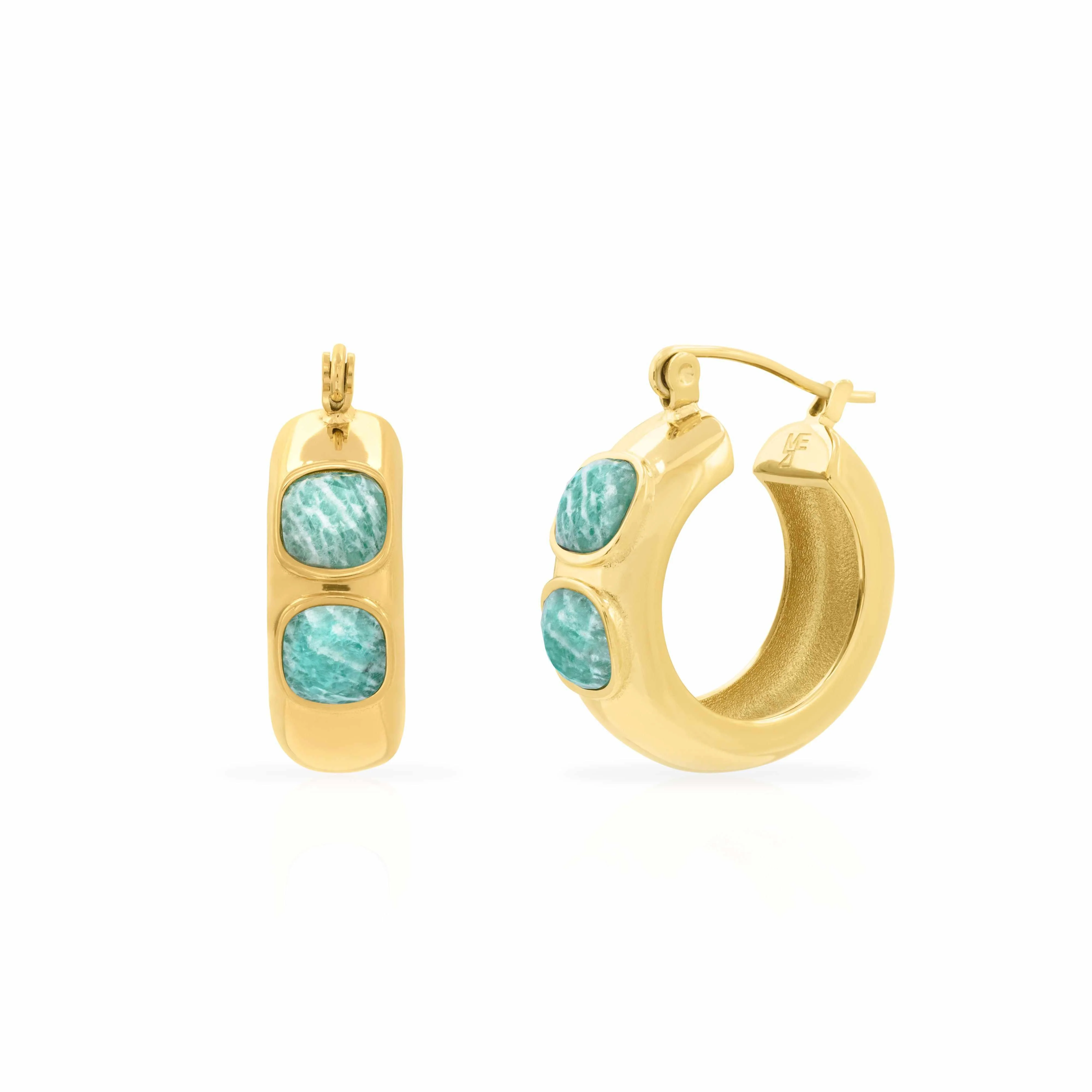 Nola semi-precious hoop earrings - waterproof - Image 2