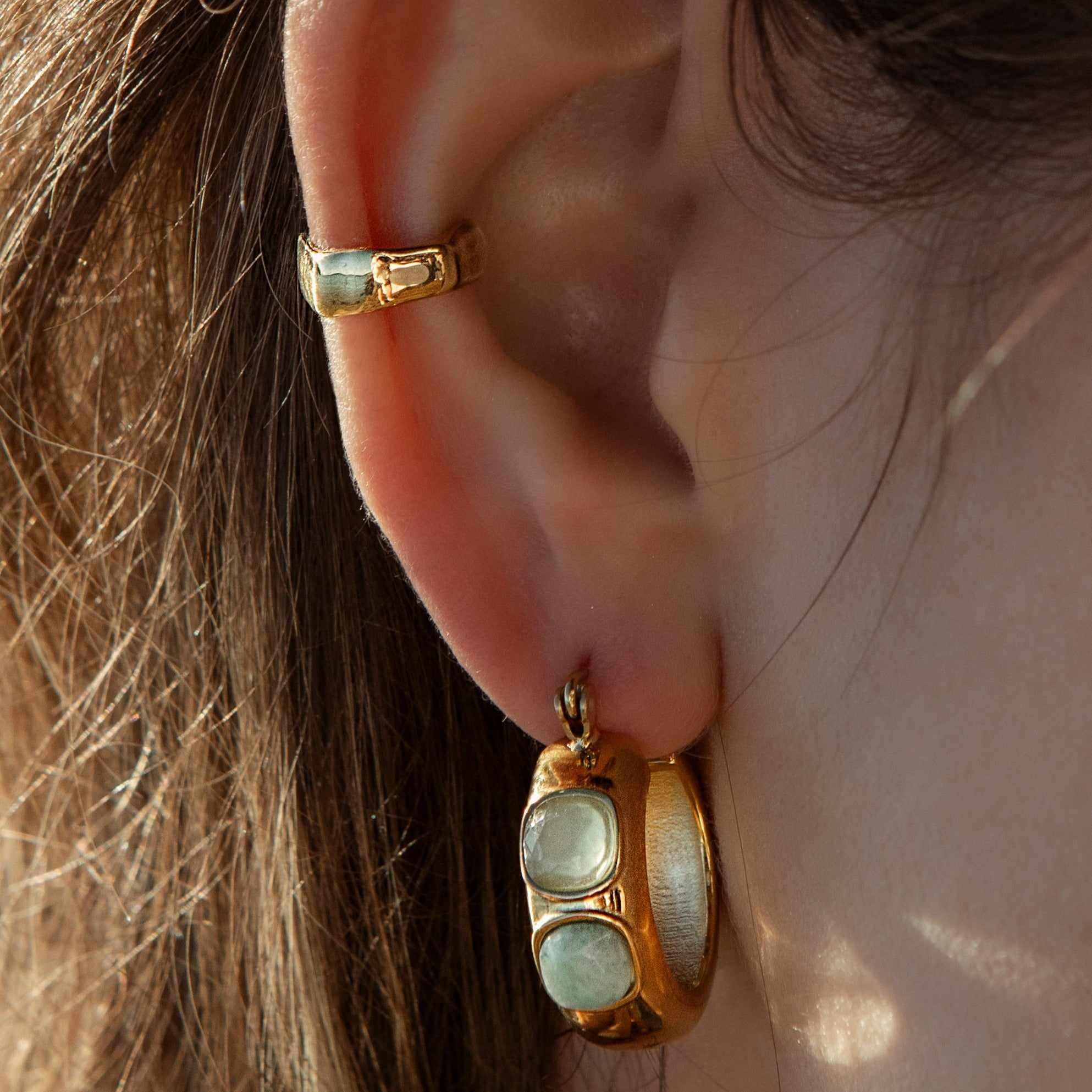 Nola semi-precious hoop earrings - waterproof - Image 3