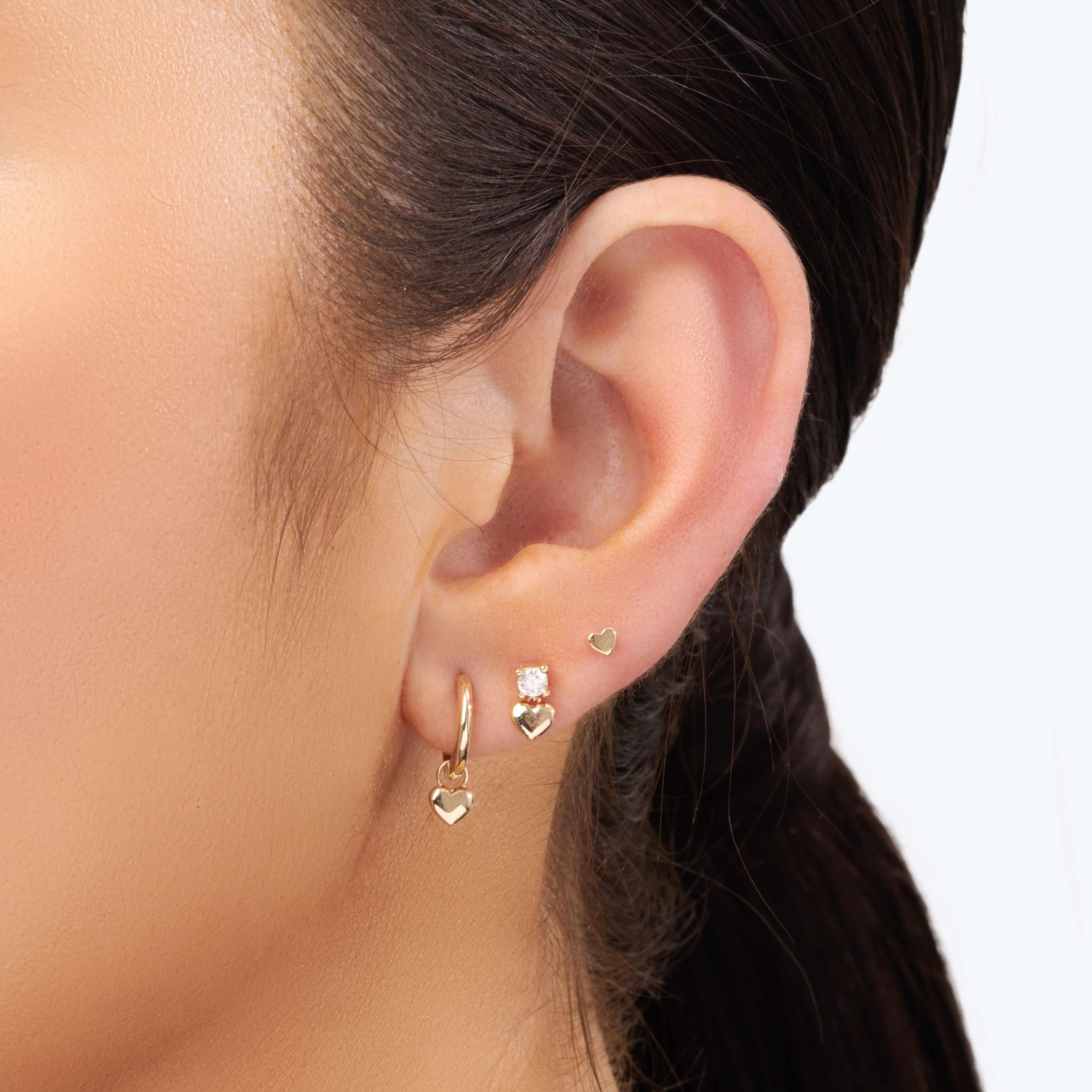 Ori Moissanite Drop Heart Stud Earring – 14K Solid Gold Flat Back - Image 2