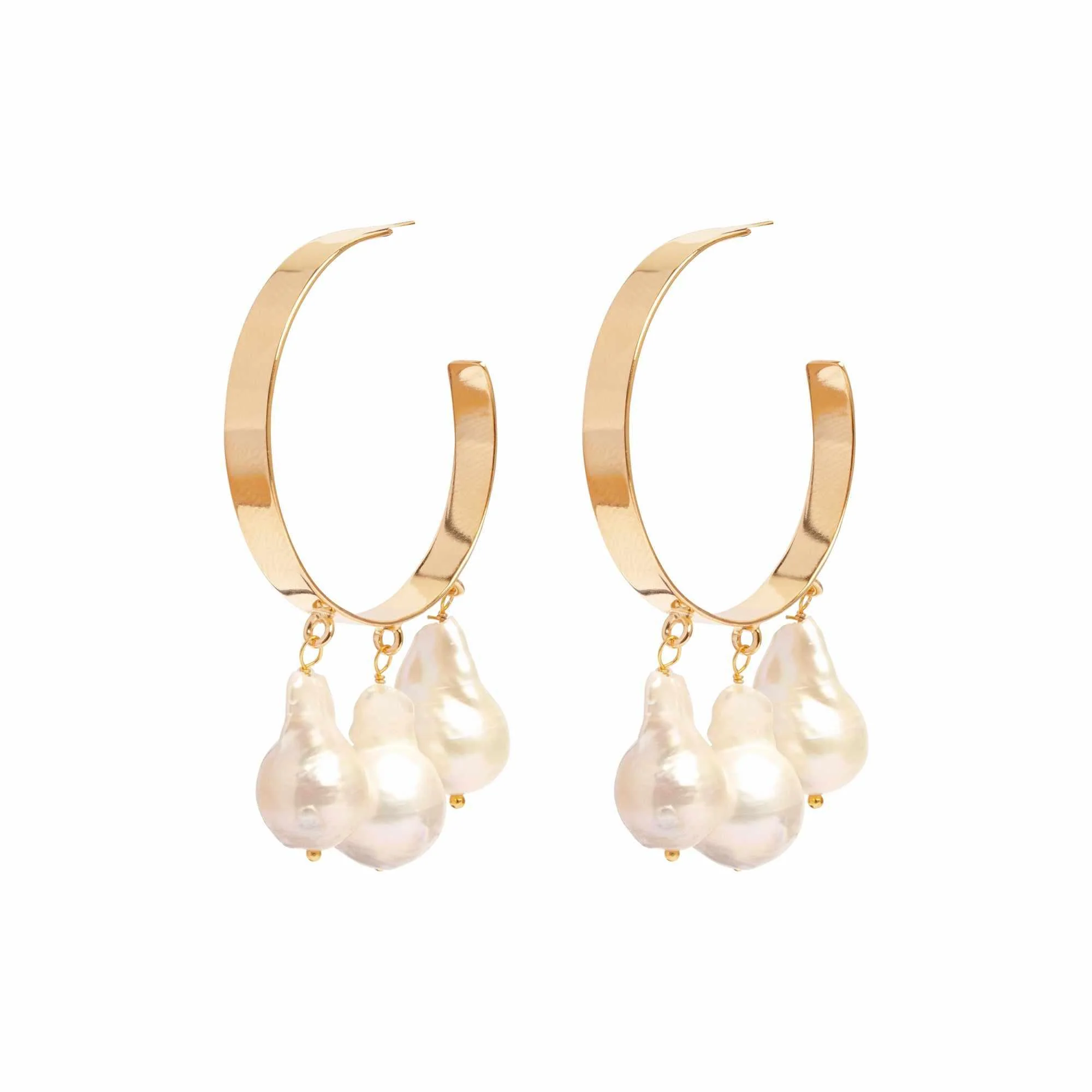 Pame shell based pearl gold hoop earrings