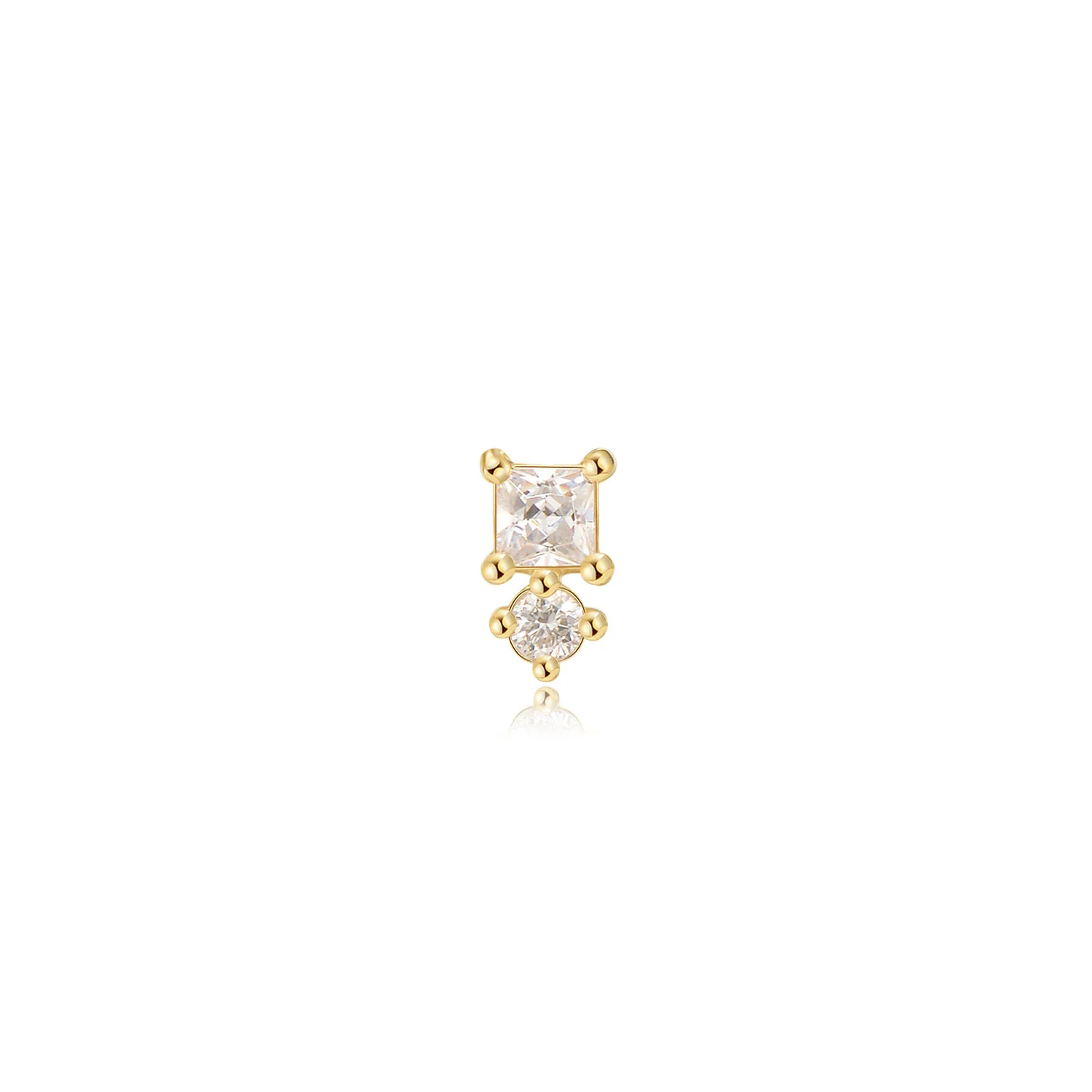 Phoenix Moissanite Stud Earring – 14K Solid Gold Flat Back